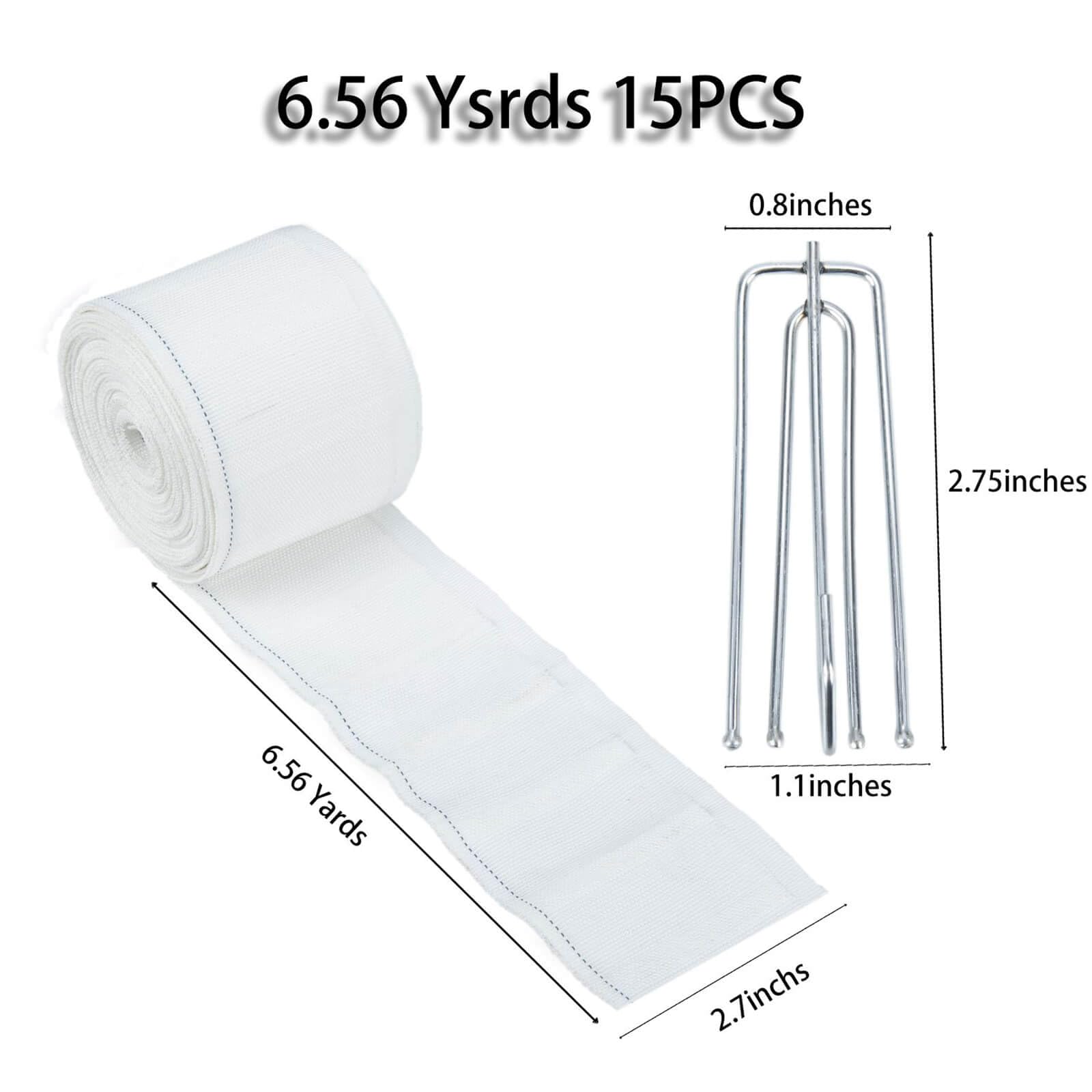 Premium 6.56 Yards Pinch Pleat Curtain Tape with 15 Stainless Steel 4-Prong Hooks - DIY Pinch Pleat Drapery Kit for Custom Window Treatments - Perfect for Living Room, Bedroom & Home Decor