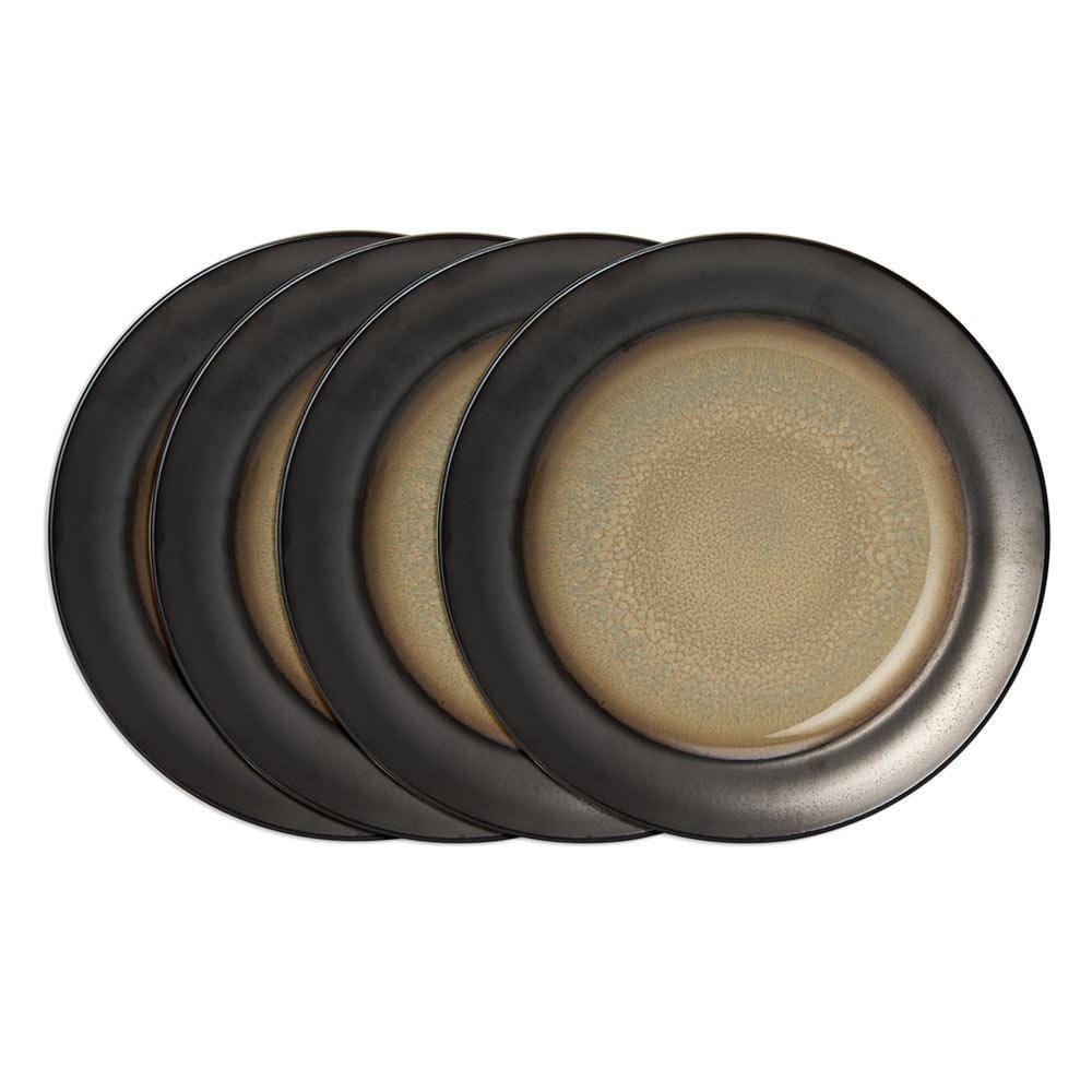 Premium Sandstone Dinner Plates Set of 4 - Durable Stoneware Plates for Everyday Use & Formal Dining - Microwave & Dishwasher Safe Dinnerware for Home, Restaurant, and Party Use