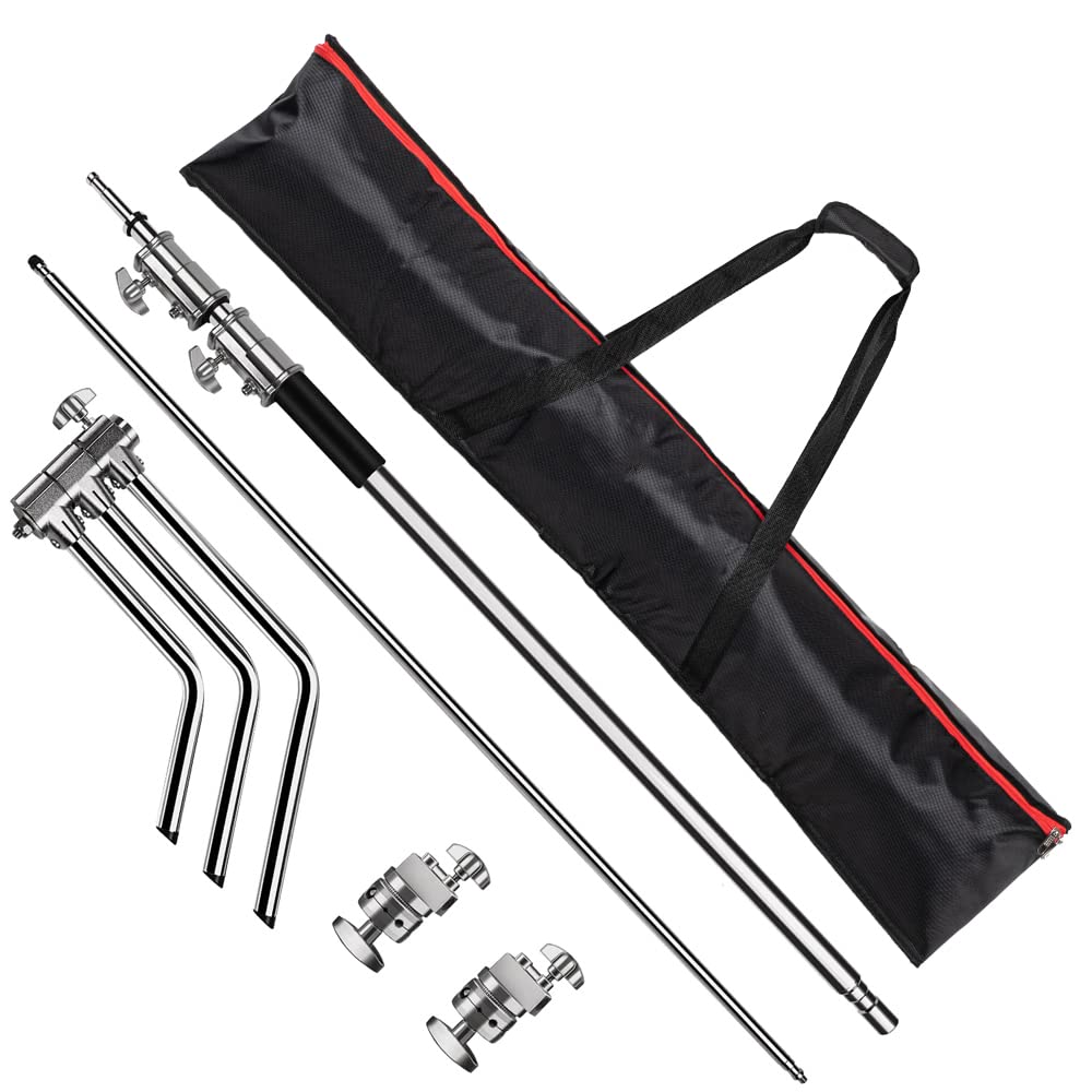Heavy Duty Pro C Stand with Boom Arm - Adjustable Light Stand for Photography Studio, Video Reflector, Monolight & Softbox | Perfect for Professional Photoshoots, YouTube Videos & Live Streaming