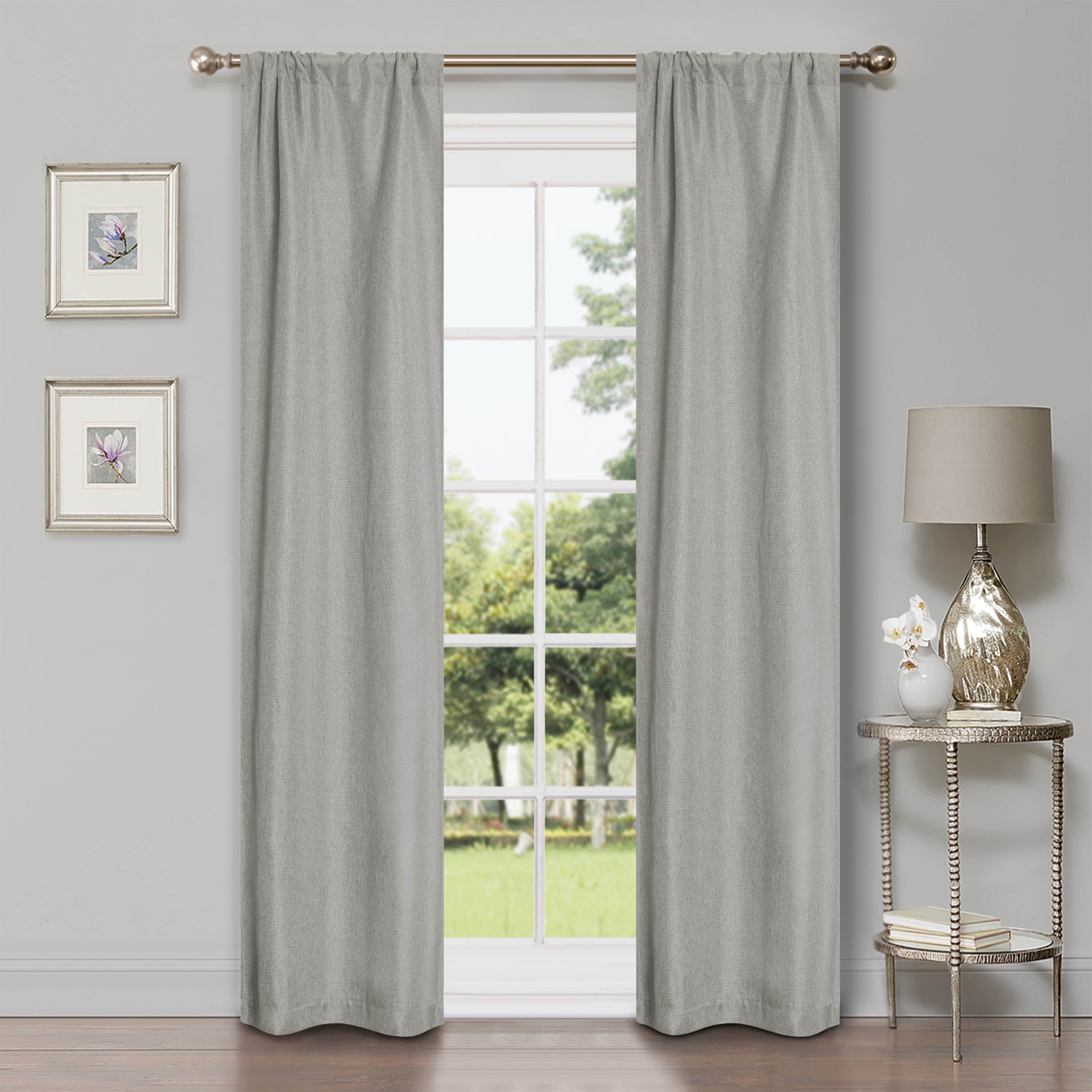 Linen Pattern Blackout Curtains Set of 2 Panels - 100% Room Darkening, Washable Fabric for Bedroom & Living Room - Noise Reducing & Energy Saving Window Treatments for Home Decor