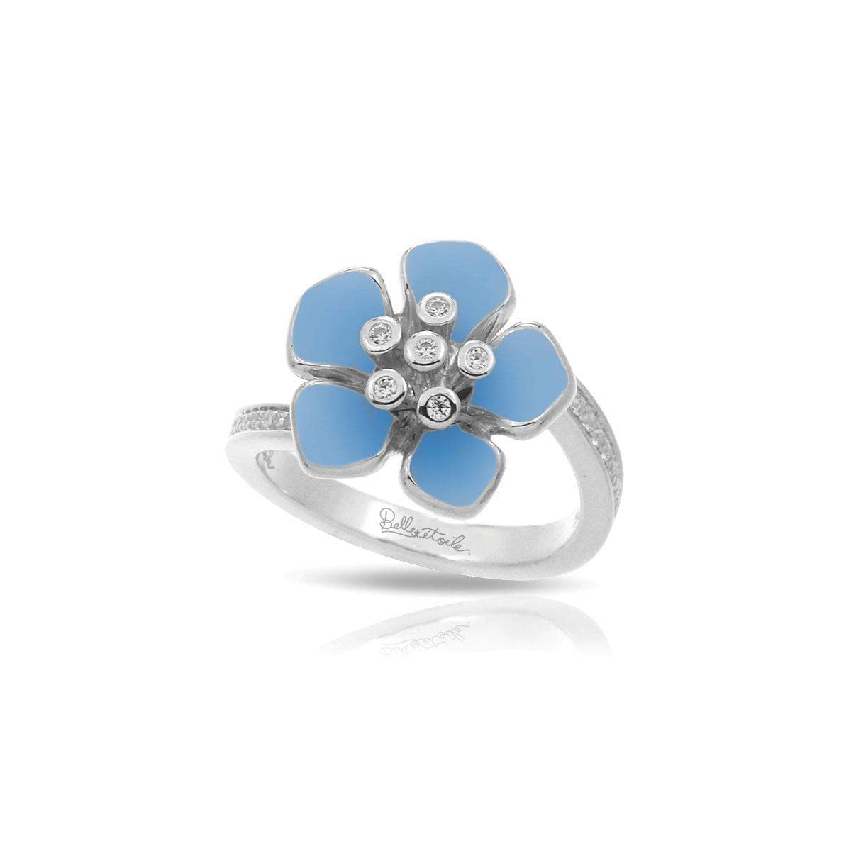 Belle Etoile Forget Me Not Ring - Serenity Blue Sterling Silver Ring Size 6 | Dainty Floral Jewelry for Women, Perfect Gift for Anniversary, Birthday & Valentine's Day