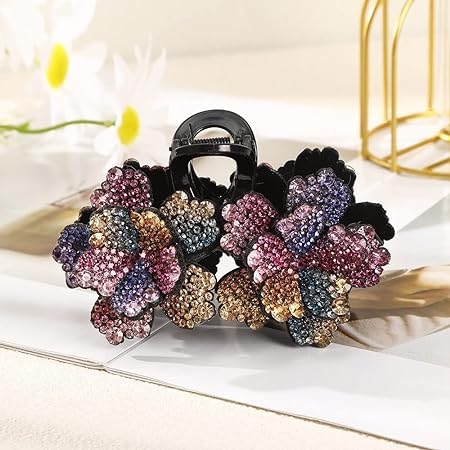 RUBELA Rhinestone Hair Claw Clip - Crystal Hair Clips for Women, Sparkling Multicolor Hair Accessories for Party, Wedding & Special Occasions