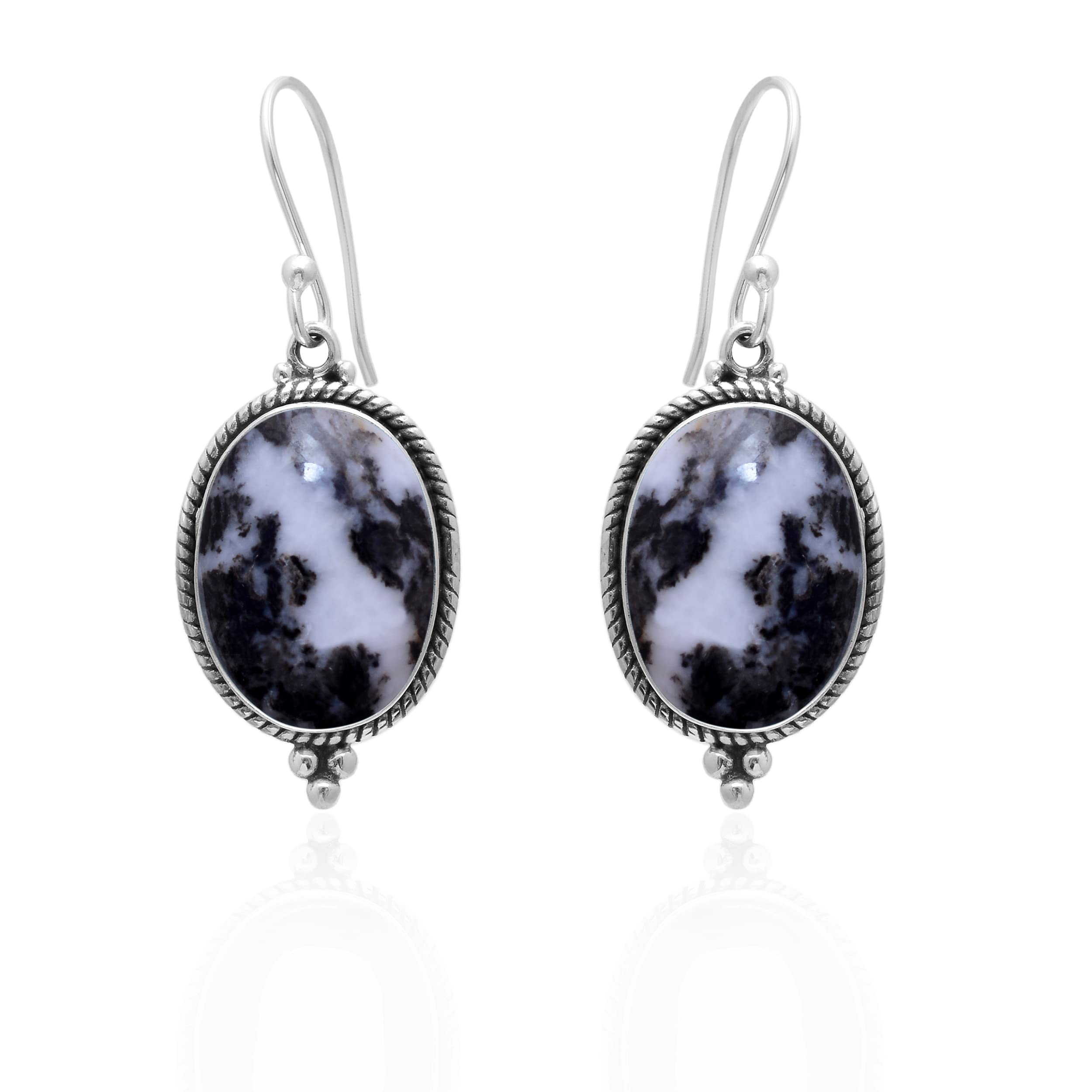 925 Sterling Silver Zebra Jasper Earrings for Women - Handmade Boho Western Style Gemstone Jewelry - Perfect Gift for Birthday, Anniversary, Wife, Mom, Girlfriend, Sister - Great for Casual Wear, Office, Date Night & Special Occasions
