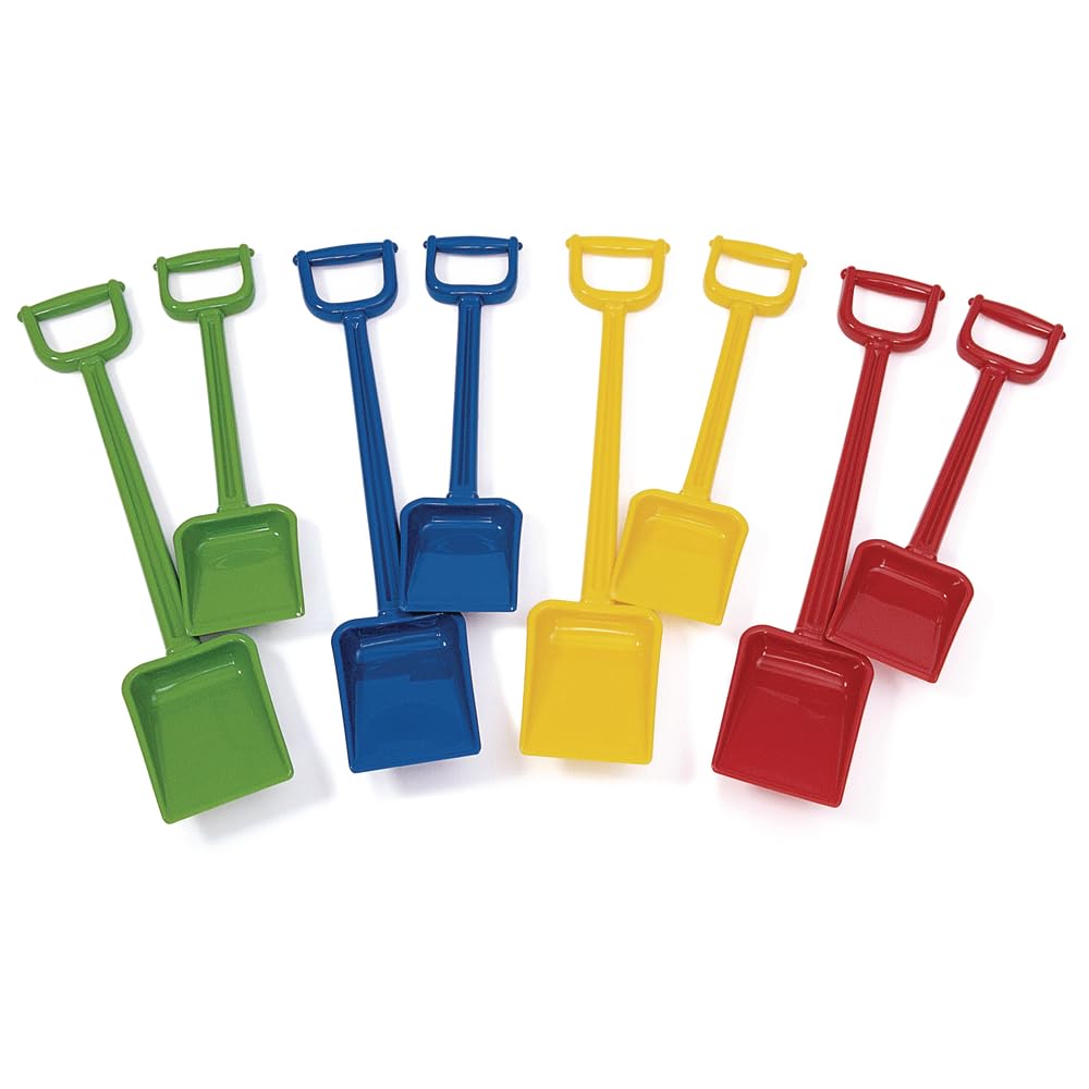 Excellerations Large & Extra Large Plastic Sand Shovels - Set of 8 | Durable Kids Beach Toys for Sand Play | Perfect Educational Gift for Outdoor Learning & Summer Activities