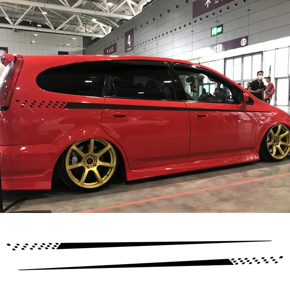 Katutude Vinyl Sports Racing Stripe Decals - 2PC Universal Car Hood & Body Side Stickers for DIY Vehicle Modification | High-Quality Automotive Decoration Accessories for Sports Cars, Trucks & SUVs (Enhances Style & Racing Look)