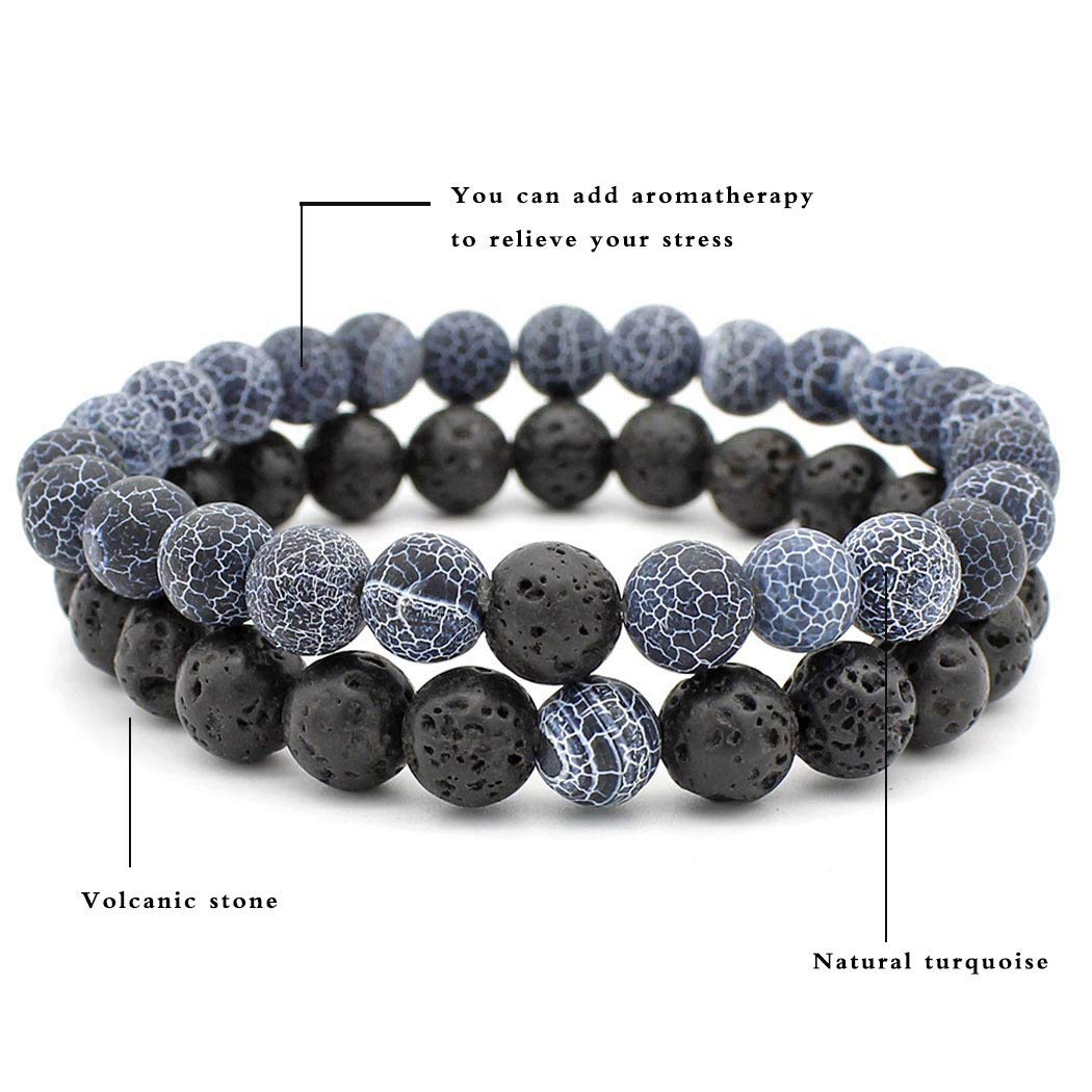 Uranian Couple Lava Rock Aromatherapy Bracelets - Essential Oil Diffuser Yoga Beads for Women & Men | Perfect for Meditation, Stress Relief & Spiritual Healing