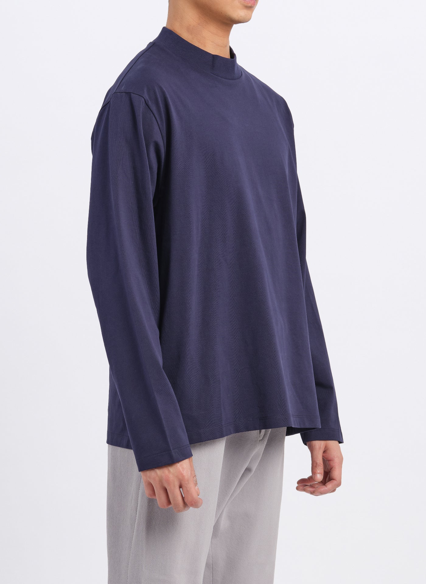 Premium Mercerized Cotton Mock Neck T-Shirt (T 05) - Soft Breathable Fabric for Casual Wear, Layering & Everyday Comfort