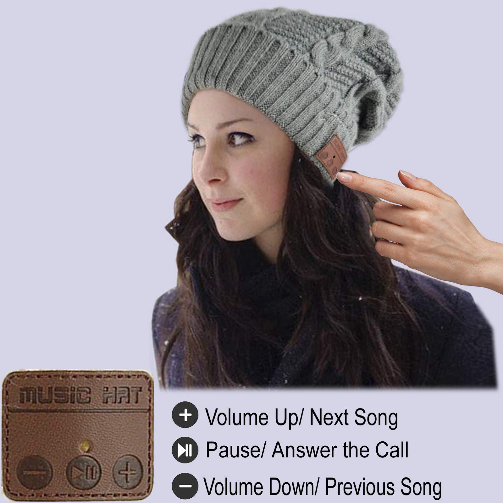 Wireless Music Beanie Hat for Women & Men - Unisex Winter Warm Cap with Built-in Over-Ear Bluetooth Headphones & Speakers - Perfect for Outdoor Activities, Commuting, and Sports