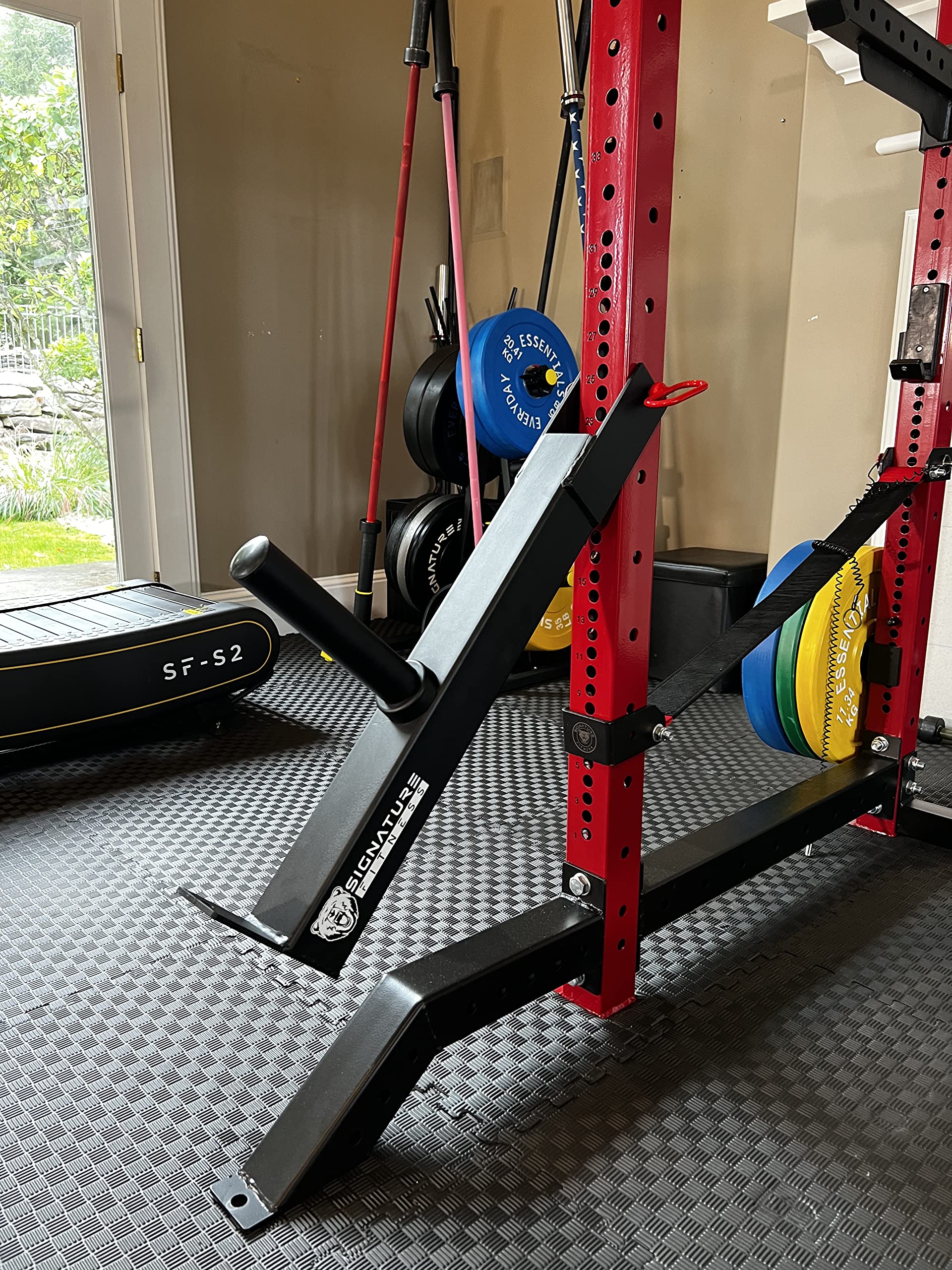 Signature Fitness Plate Loaded Lever Arm Attachment - Heavy Duty Power Rack & Squat Stand Accessory - Wall Mountable Strength Training Equipment for Home Gym (Black) - Perfect for Deadlifts, Bench Press & Functional Training