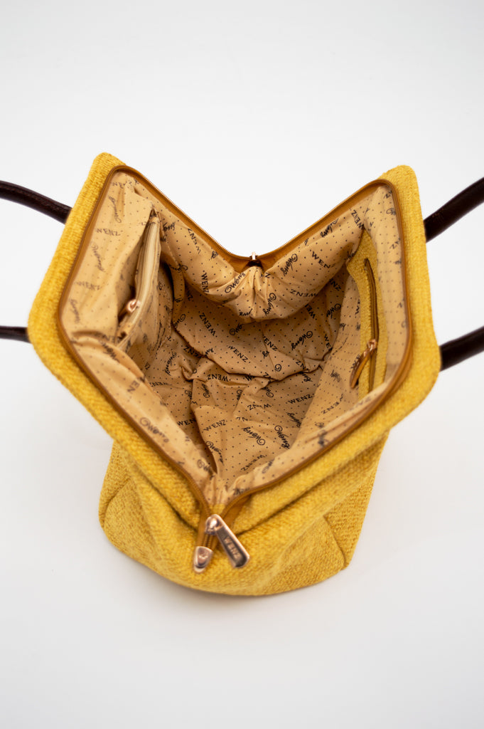 Kelly 800 Genuine Leather Handbag for Women - Mustard Yellow Crossbody Purse - Perfect for Work, Travel & Everyday Use