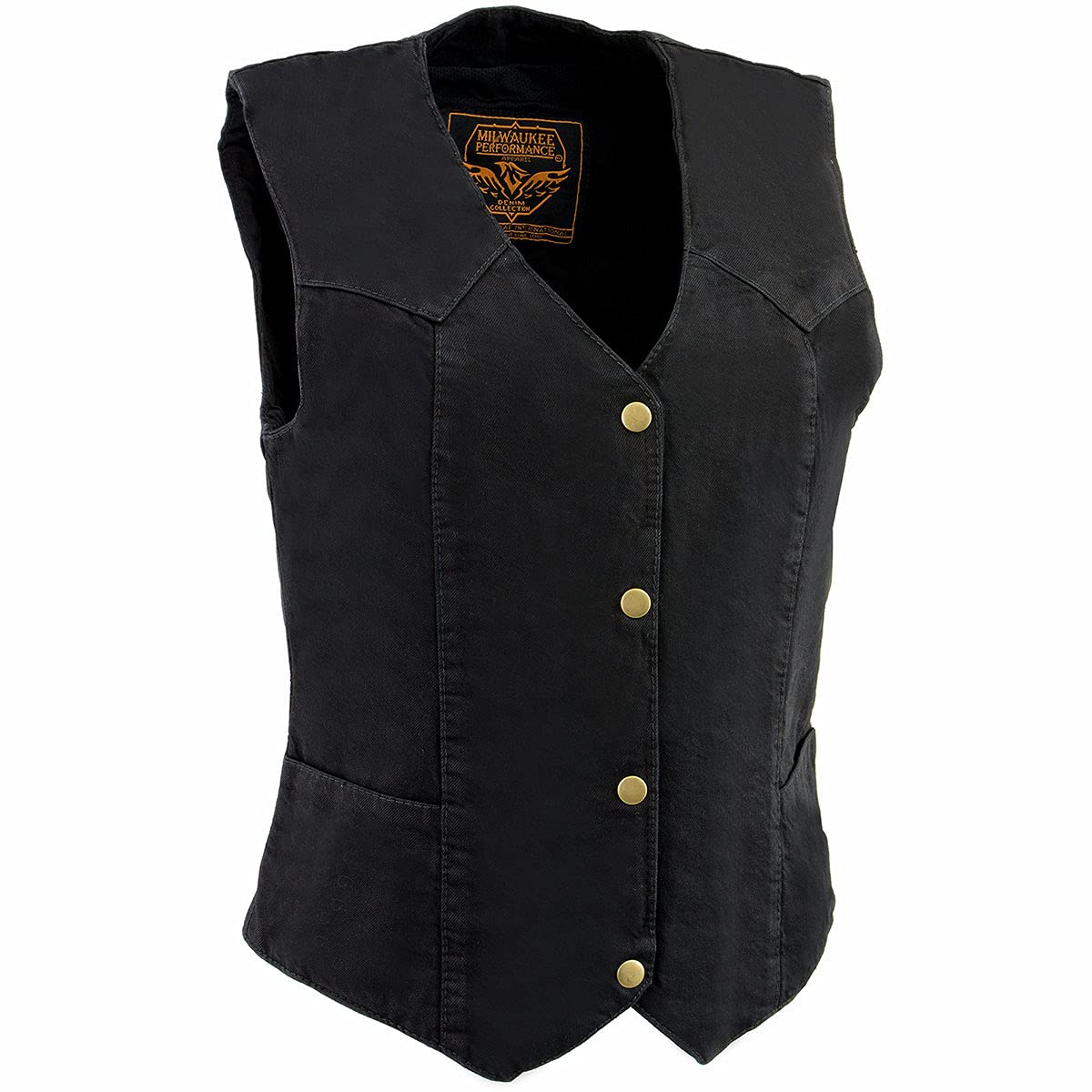 Milwaukee Leather Mdl4000 Women's Black Denim Vest - Stylish & Comfortable for Motorcycle Riding, Casual Outfits & Outdoor Adventures