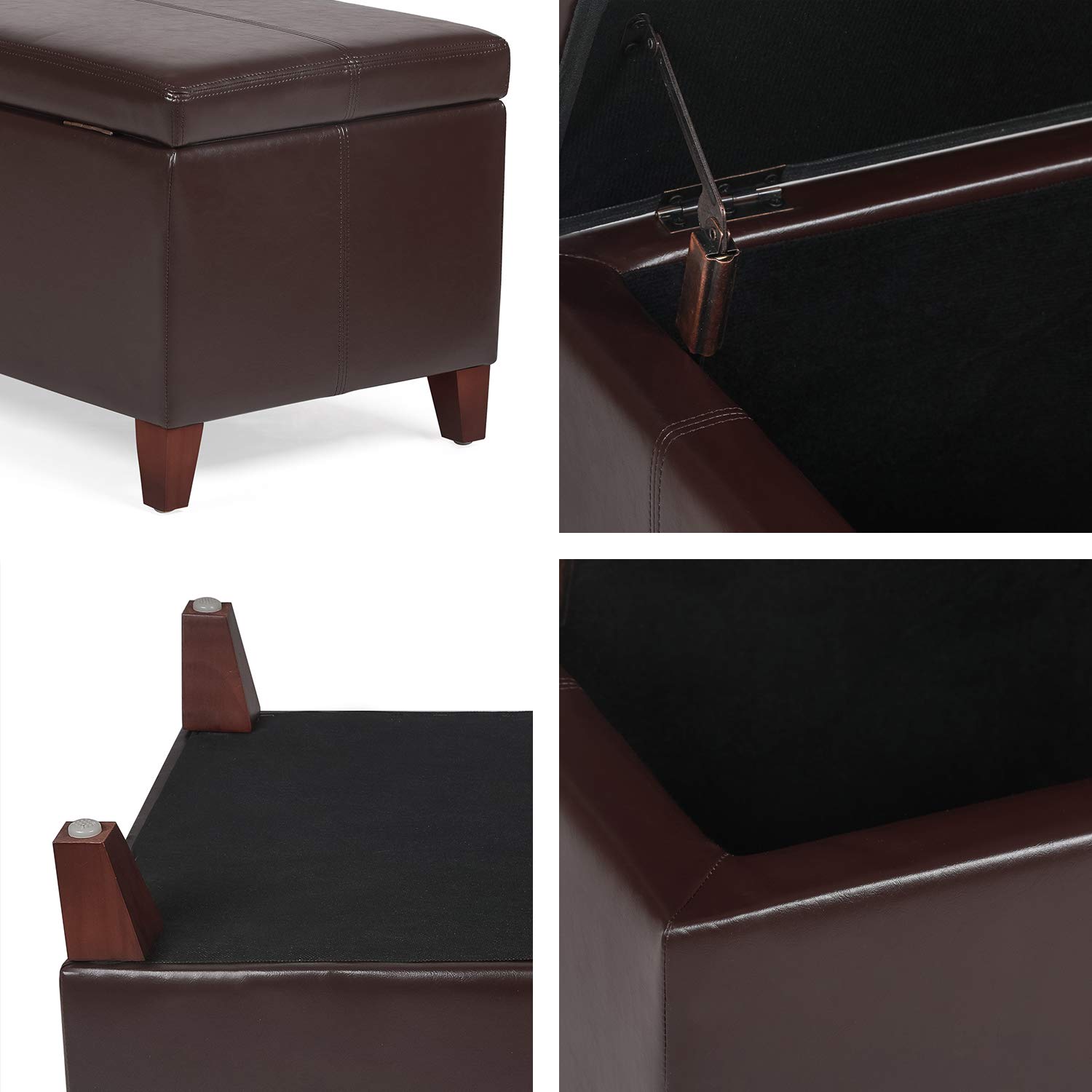 Homebeez Large Leather Storage Ottoman Bench - Multi-Functional Footrest, Shoe Bench for Entryway, Living Room, Bedroom - Brown (OF0238-1) | Perfect for Small Space Organization & Extra Seating