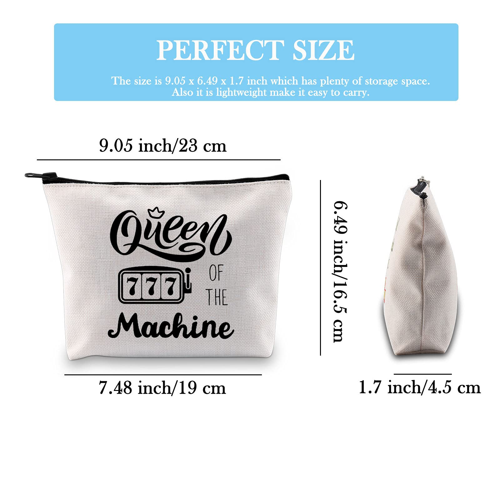 GJTIM Queen Of The Machine Slot Themed Zipper Pouch - Lucky Gambling Makeup Bag for Casino Lovers - Perfect Gift for Gamblers, Bingo & Poker Players - Great for Casino Nights, Travel & Cosmetics Storage