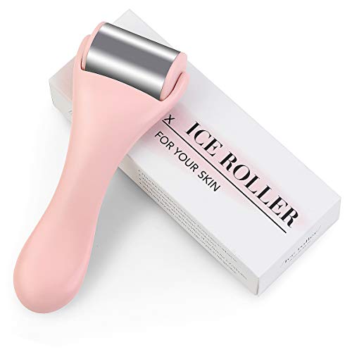 MAANGE Ice Roller for Face & Eyes - Stainless Steel Cold Facial Massager for Puffiness, Dark Circles, Migraine & Headache Relief - Pink Skincare Tool for Morning Routine & Post-Workout Recovery