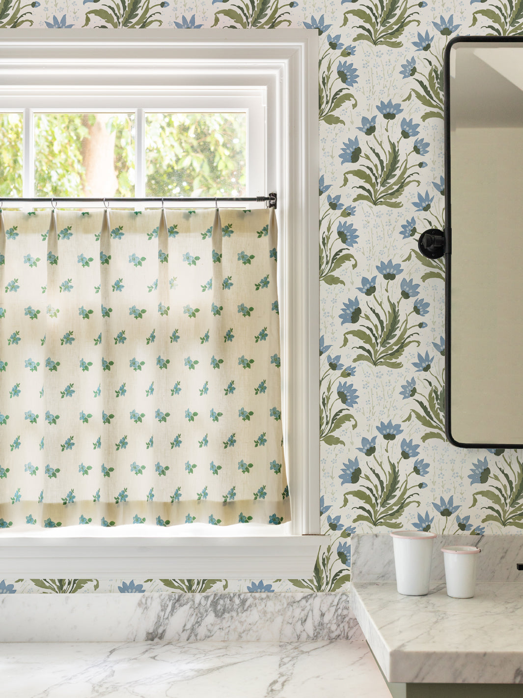 Nathan Turner Hillhouse Floral Multi Wallpaper - Blue Green Pattern for Living Room & Bedroom Decor