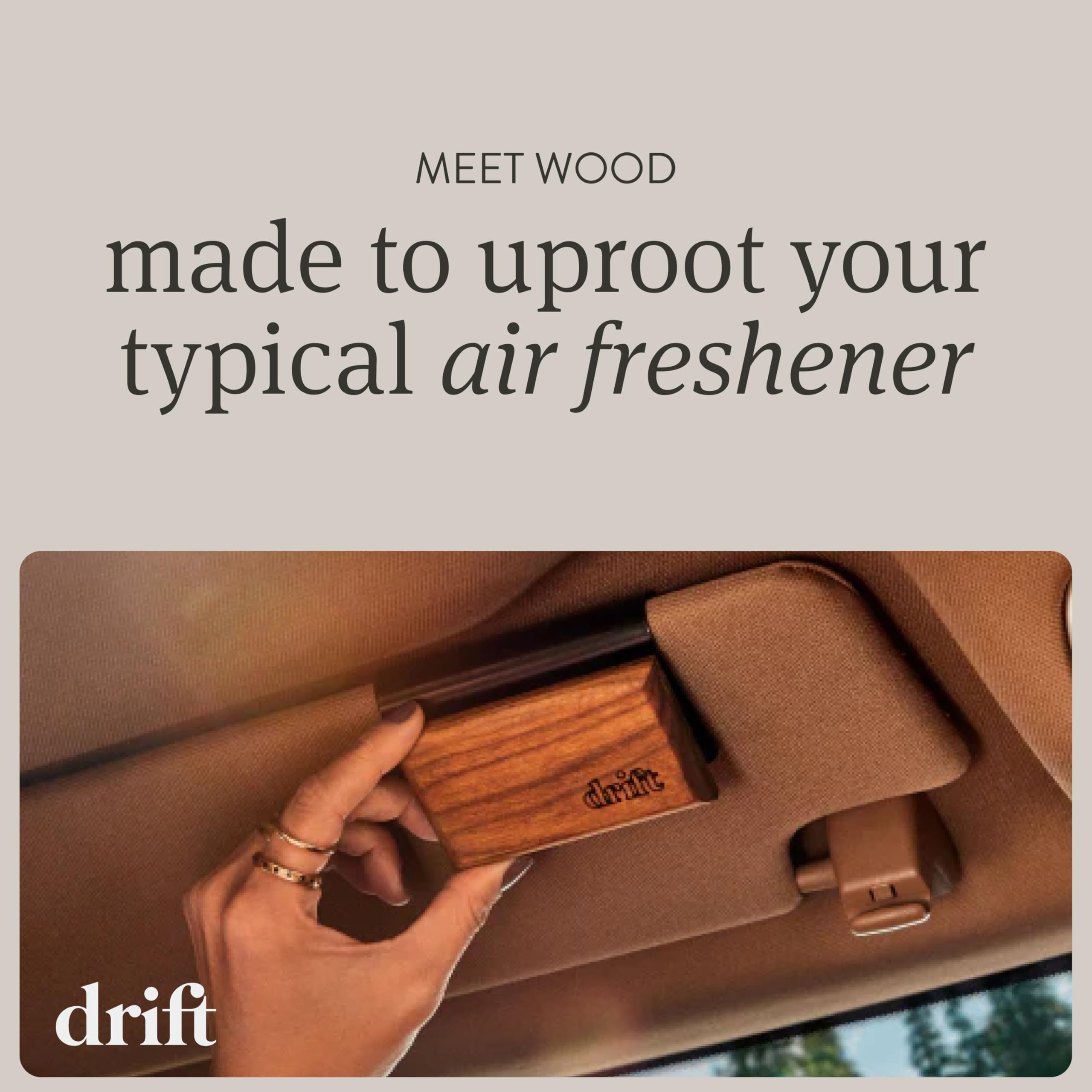 Premium Drift Car Air Freshener - Natural Wood Scented Car Odor Eliminator - Black Grove Aroma Starter Kit for Cars, Trucks & SUVs | Long-Lasting Freshness for Road Trips & Daily Commutes
