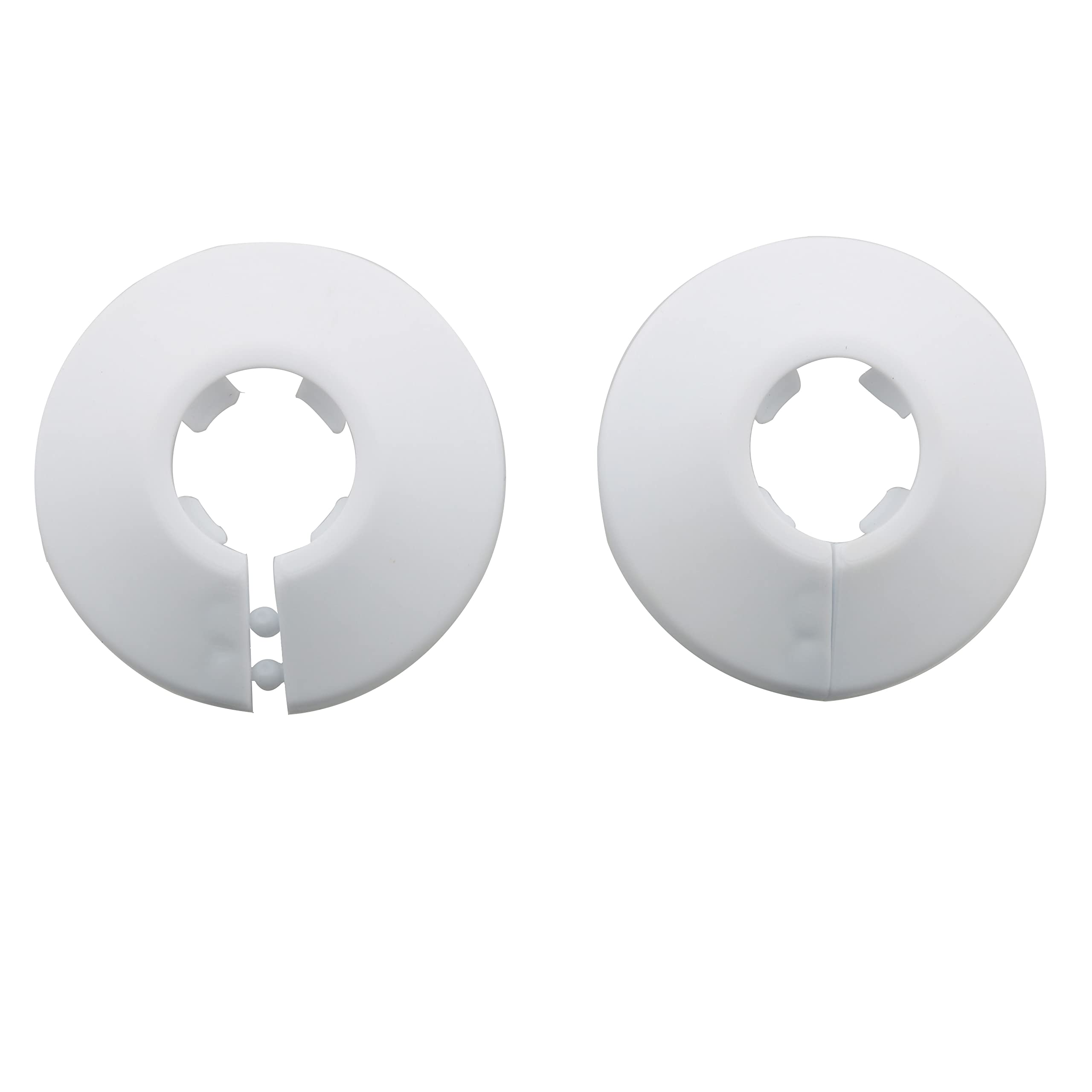 10-Pack Plastic Pipe Collars - Easy Snap-On Wall Flange for Radiator & Kitchen Faucet Pipes | White Water Pipe Cover for Home Plumbing & Bathroom Decoration