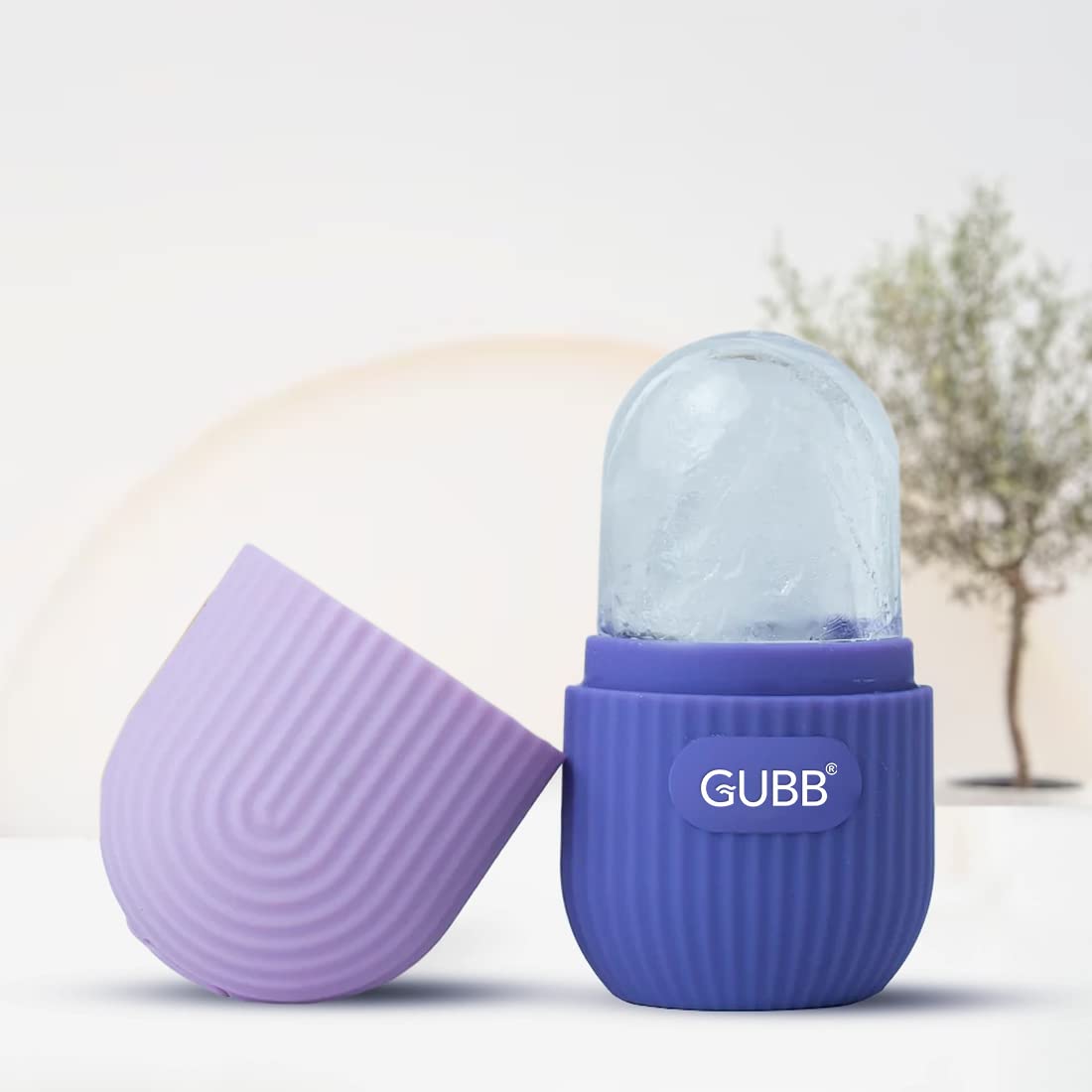 GUBB Ice Roller for Face & Neck Massage - Cooling Facial Roller for Puffy Eyes, Skin Tightening & Glowing Complexion | Reusable Silicone Face Massager for Dark Circles & Inflammation Relief | Perfect for Morning Routine, Post-Workout Recovery & Spa Day (Purple)