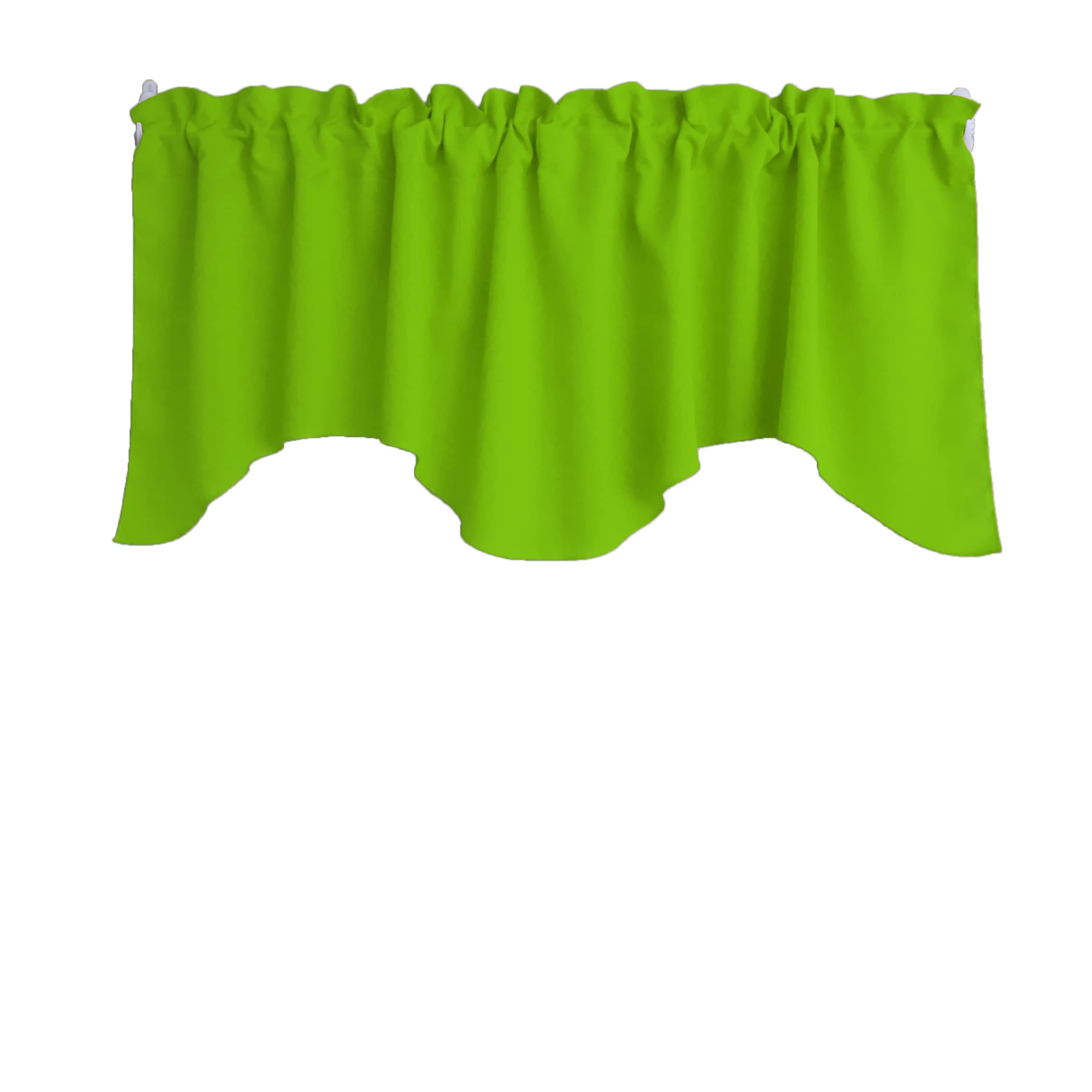 Lime Green Solid Poplin Scalloped Window Valance - Elegant Home Decor for Bedroom, Nursery & Kitchen Windows | Perfect for Farmhouse & Cottage Style Decorating