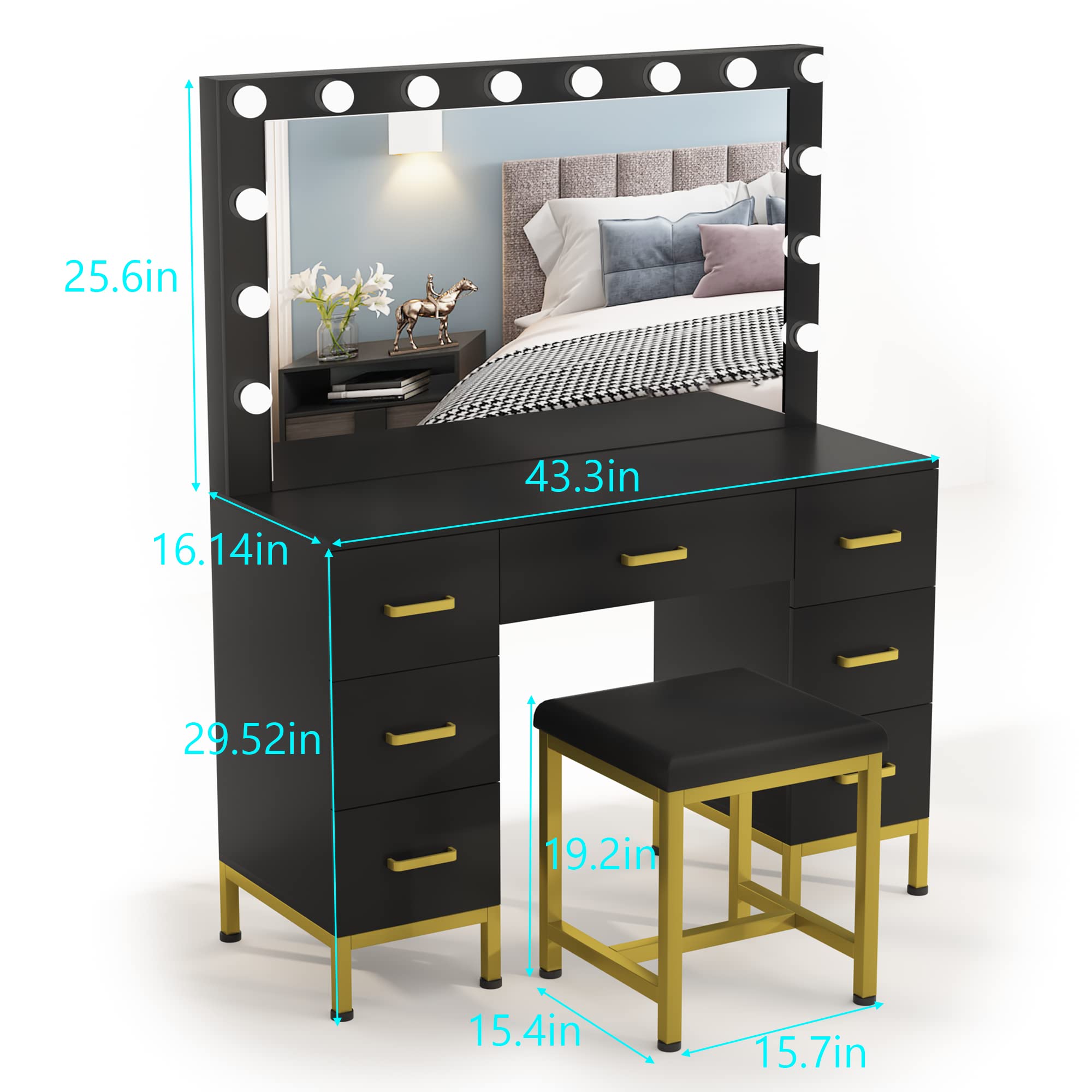 Modern Makeup Vanity with LED Lights - 44