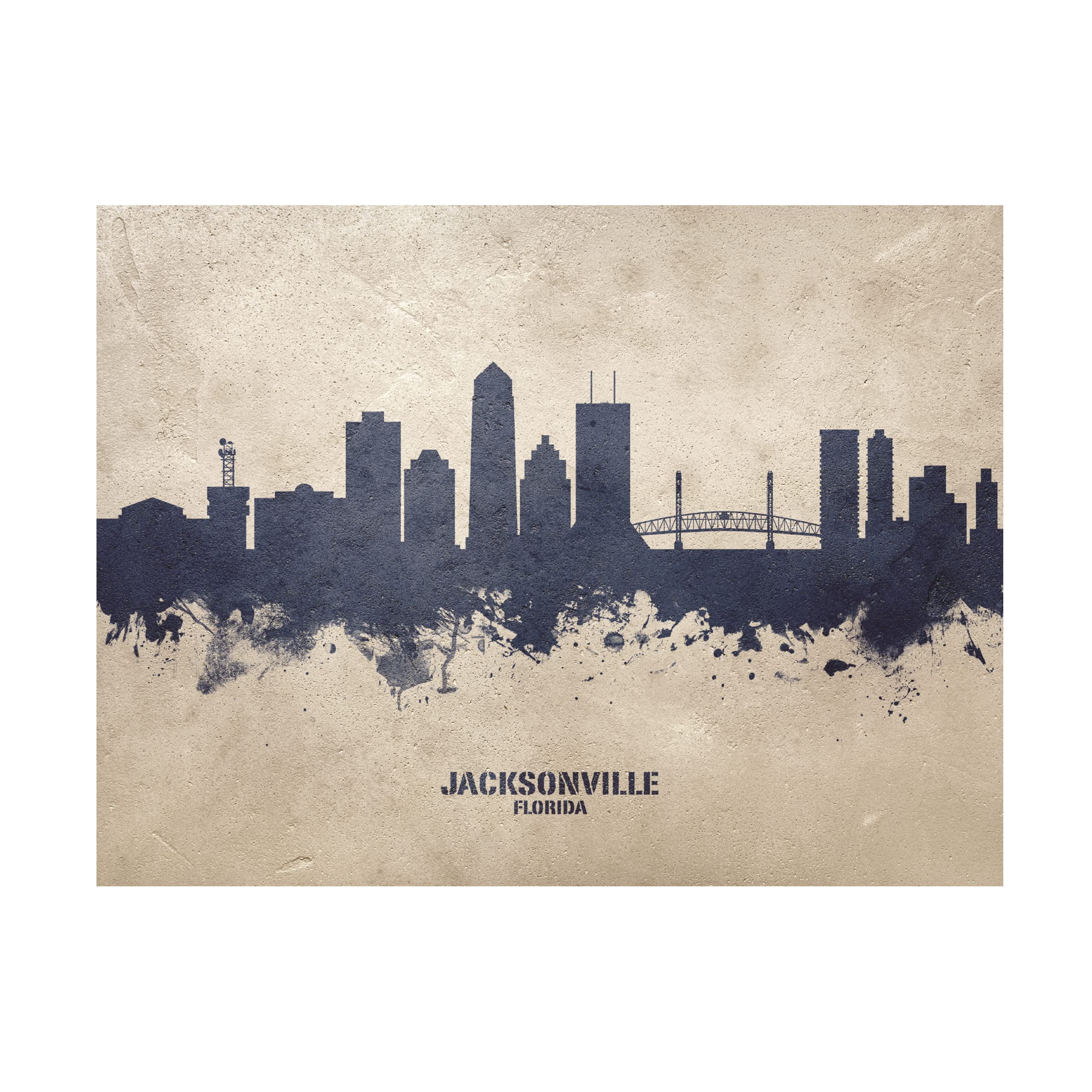 Michael Tompsett Jacksonville Florida Skyline Concrete Canvas Art Print - Modern Cityscape Wall Decor for Living Room, Office & Bedroom