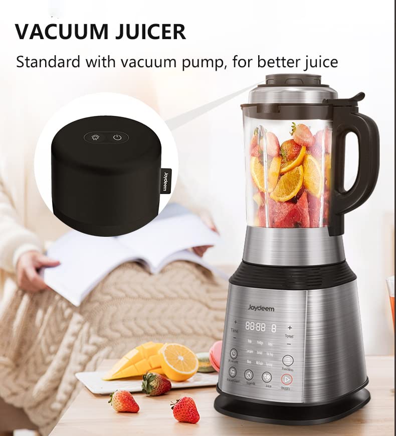 Joydeem VK-1802 1000W Countertop Blender with Vacuum Pump - 59oz Large Capacity for Soy Milk, Soup, Porridge, Milkshakes & Juicing - Pre-set Programs & Keep Warm Function - Perfect for Smoothies, Meal Prep & Healthy Drinks - Black