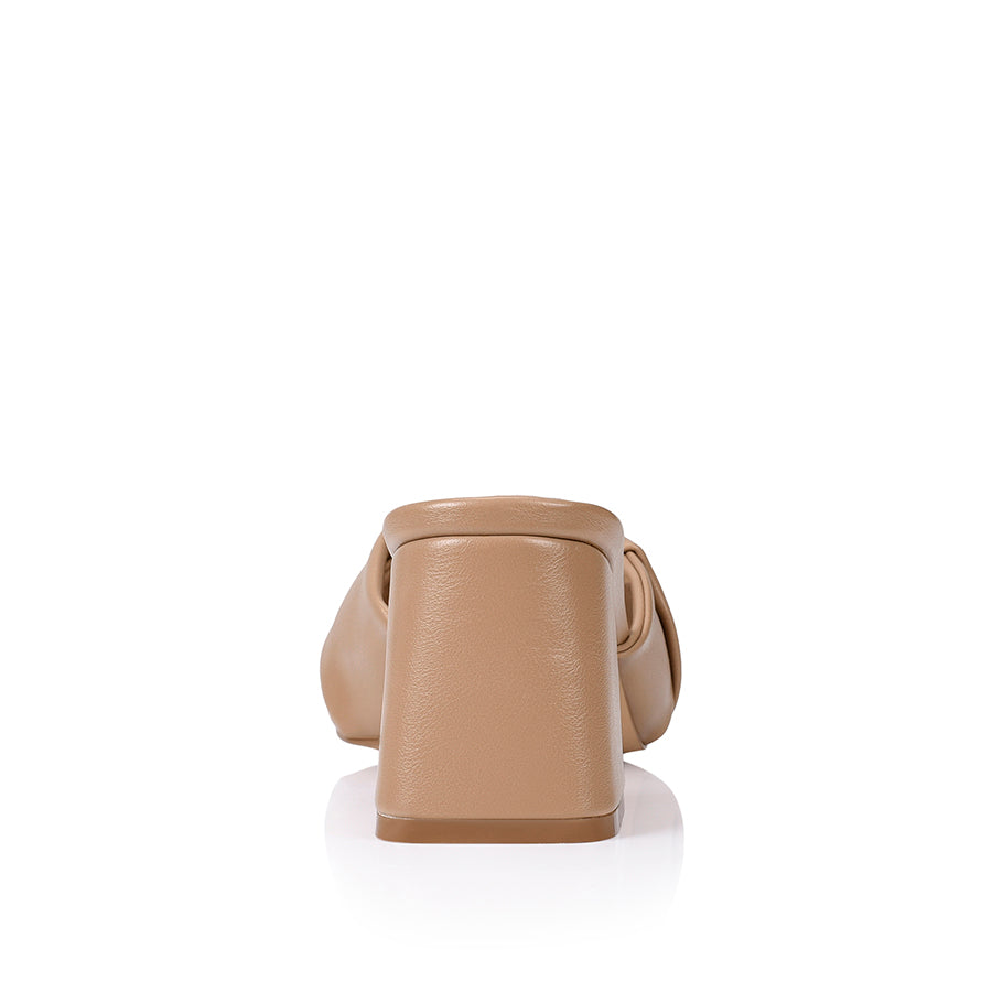 Stella Block Heel Mules - Dark Camel Smooth Leather Slip-On Shoes for Women | Comfortable & Stylish | Perfect for Office, Party & Casual Wear