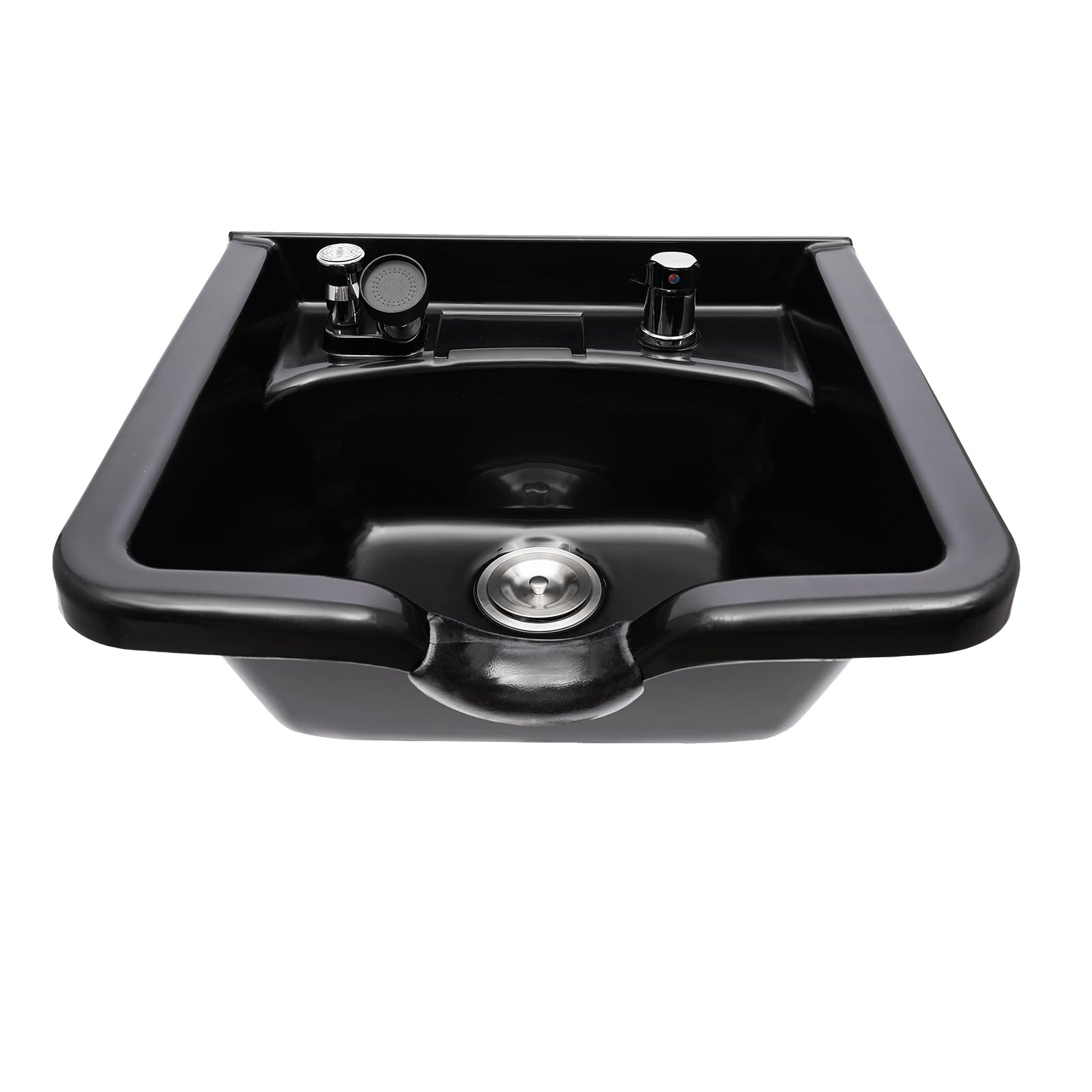 **Professional ABS Wall Mounted Shampoo Bowl for Salon - Deep Square Hair Washing Basin with Neck Rest - Perfect for Hair Salons, Barber Shops & Beauty Spas (Black) - Ideal for Hair Washing, Scalp Treatment & Relaxing Spa Services**