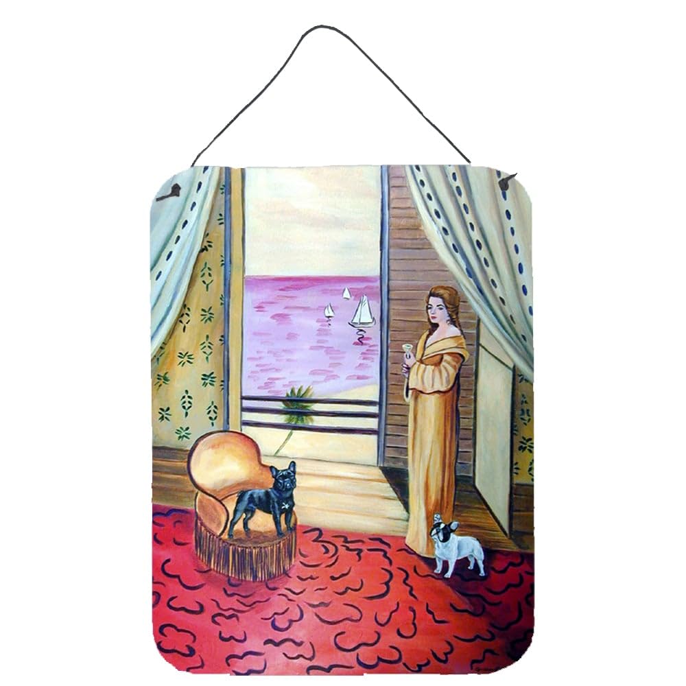 Caroline's Treasures French Bulldog & Lady Wall Decor - 12x16 Aluminum Metal Sign for Kitchen, Bar, Bathroom, Front Door - Vintage Home Decor, Multicolor - Perfect for Farmhouse, Rustic & Pet Lover's Interior Design