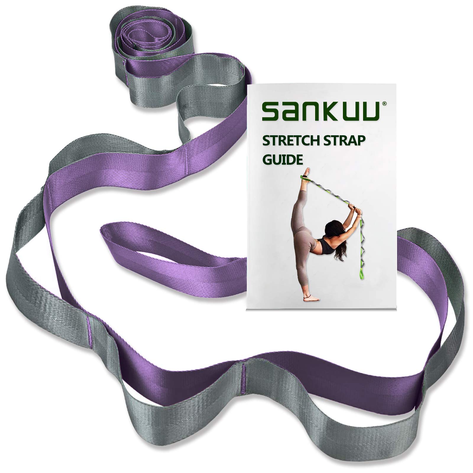 Premium SANKUU Yoga Stretching Strap with 12 Loops - Physical Therapy Equipment for Pilates, Gymnastics & Home Workouts - Ideal for Men & Women to Improve Flexibility & Posture (Perfect for Yoga Studios, Gym Training & Rehabilitation Exercises)