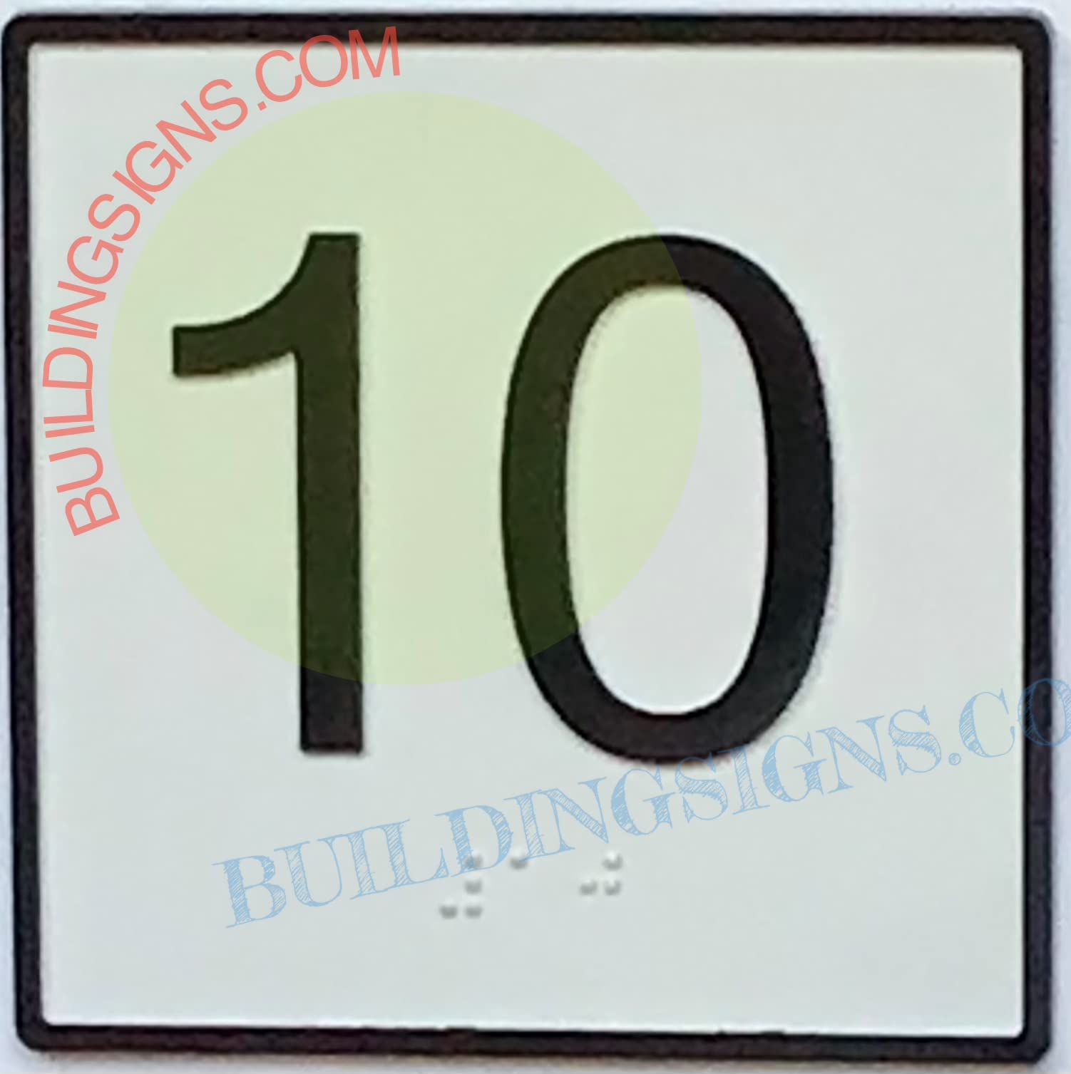 10th Floor Elevator Sign - Cast Iron JAMB Plate with White Background (4x4 Inch) - Durable & Stylish for Office, Hotel & Apartment Buildings