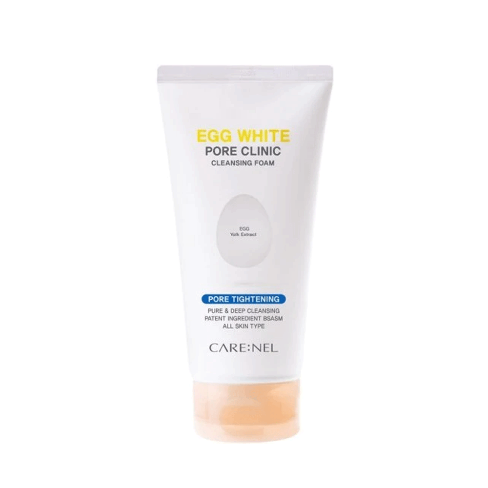 CARE:NEL Egg White Pore Cleansing Foam 150ml - Deep Cleansing & Brightening Face Wash for Acne-Prone Skin | Perfect for Daily Skincare Routine & Makeup Removal