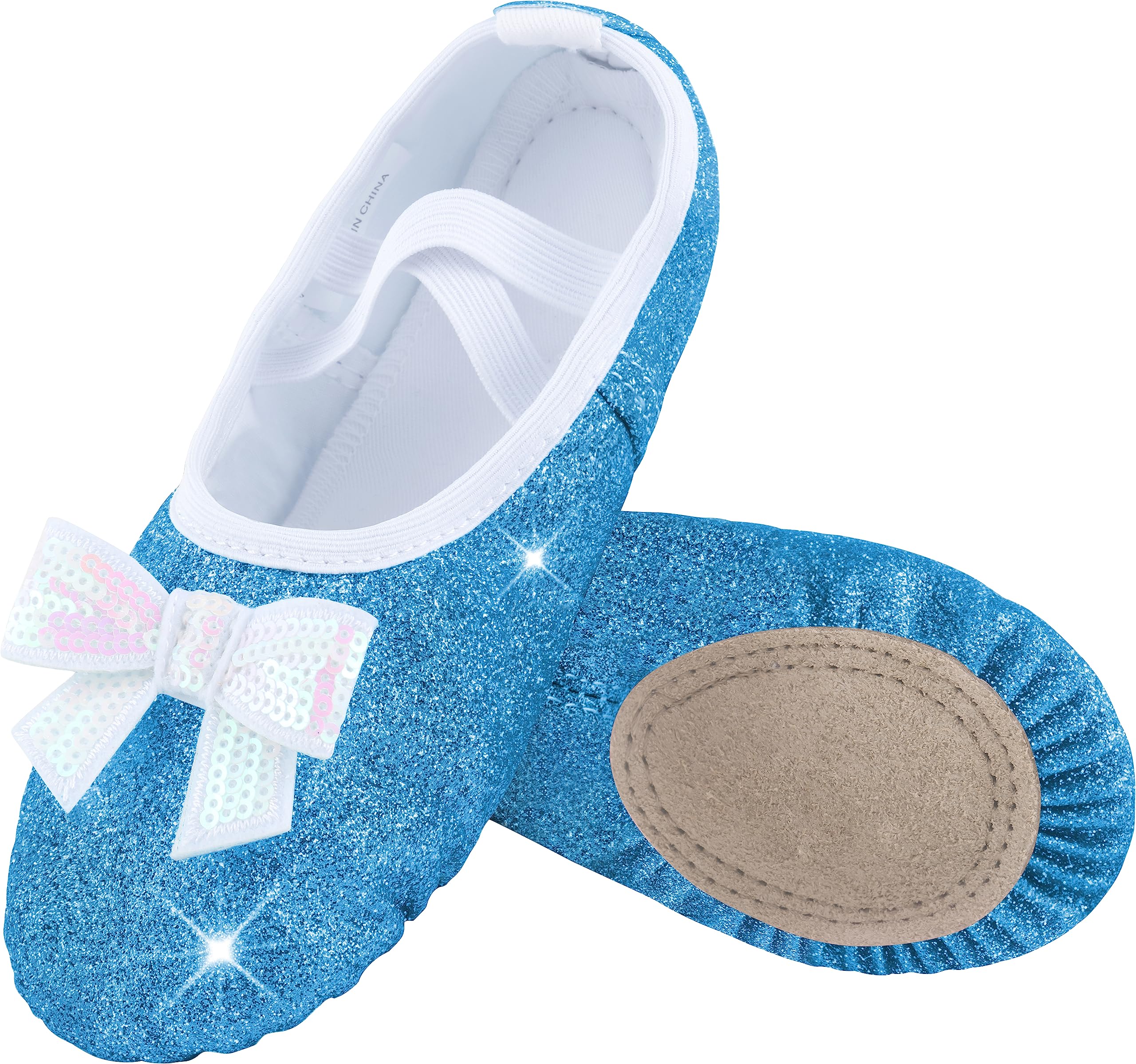 **WYHDY Girls Ballet Shoes - Split-Sole Glitter Dance Flats for Toddlers & Kids | Perfect for Ballet Class, Recitals & Dance Performances**