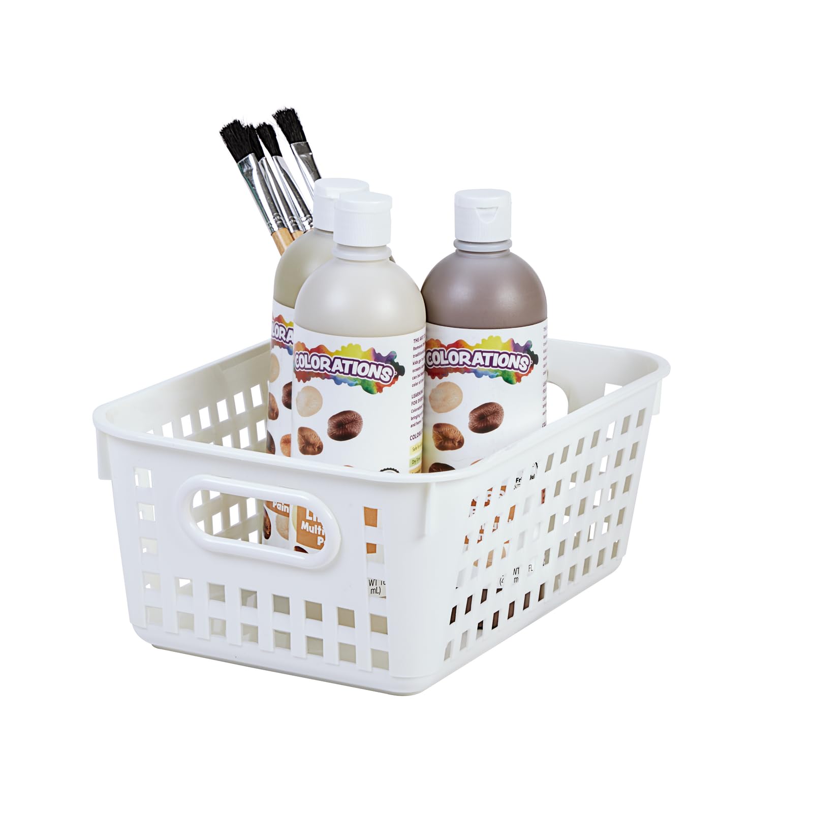 Medium Plastic Book Baskets - 12 Pack White, 11