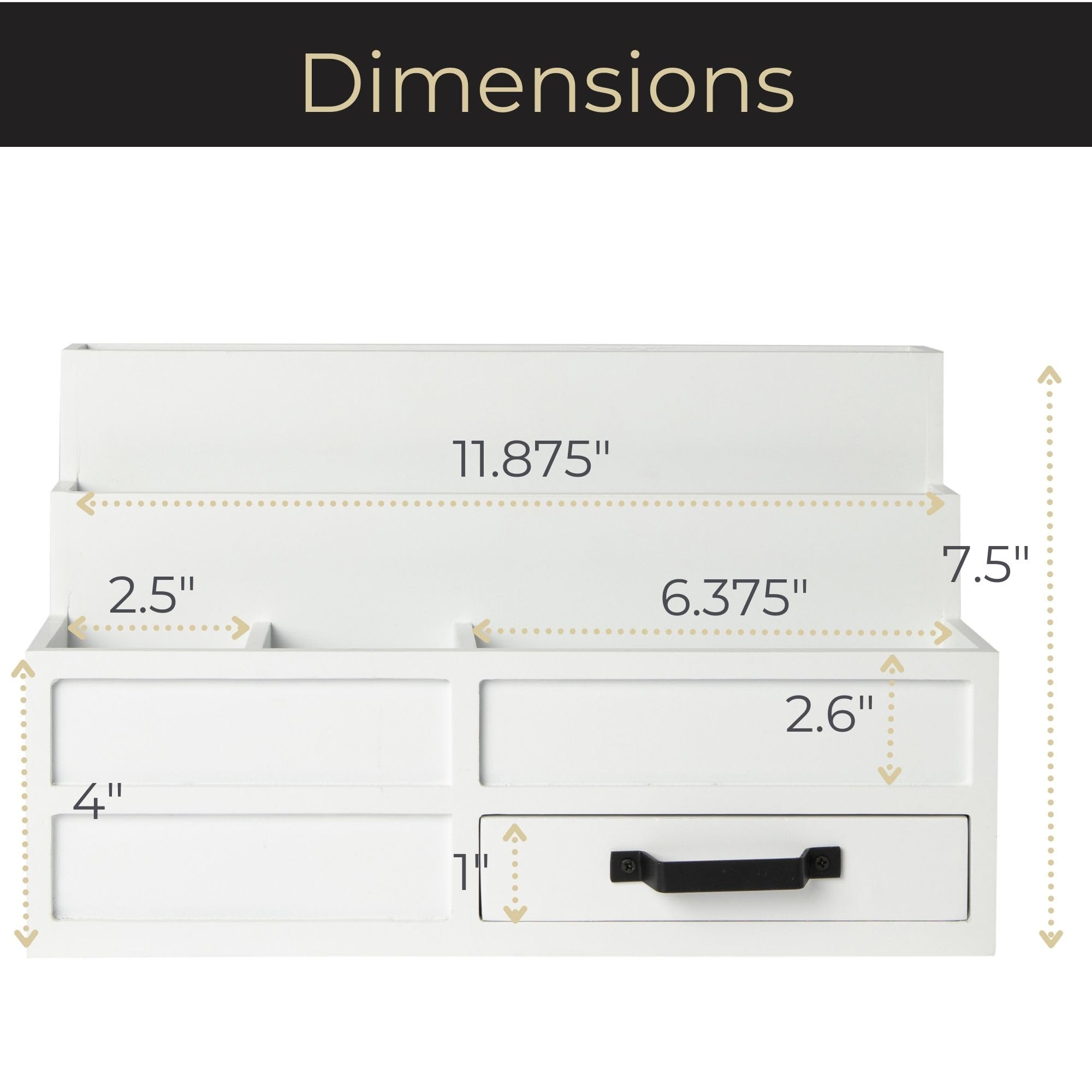 BLU MONACO White Wooden Desktop Organizer with Drawer - Office Desk Paper Tray for Bills, Mail & Documents - Perfect for Home Office, Workspace & Countertop Organization