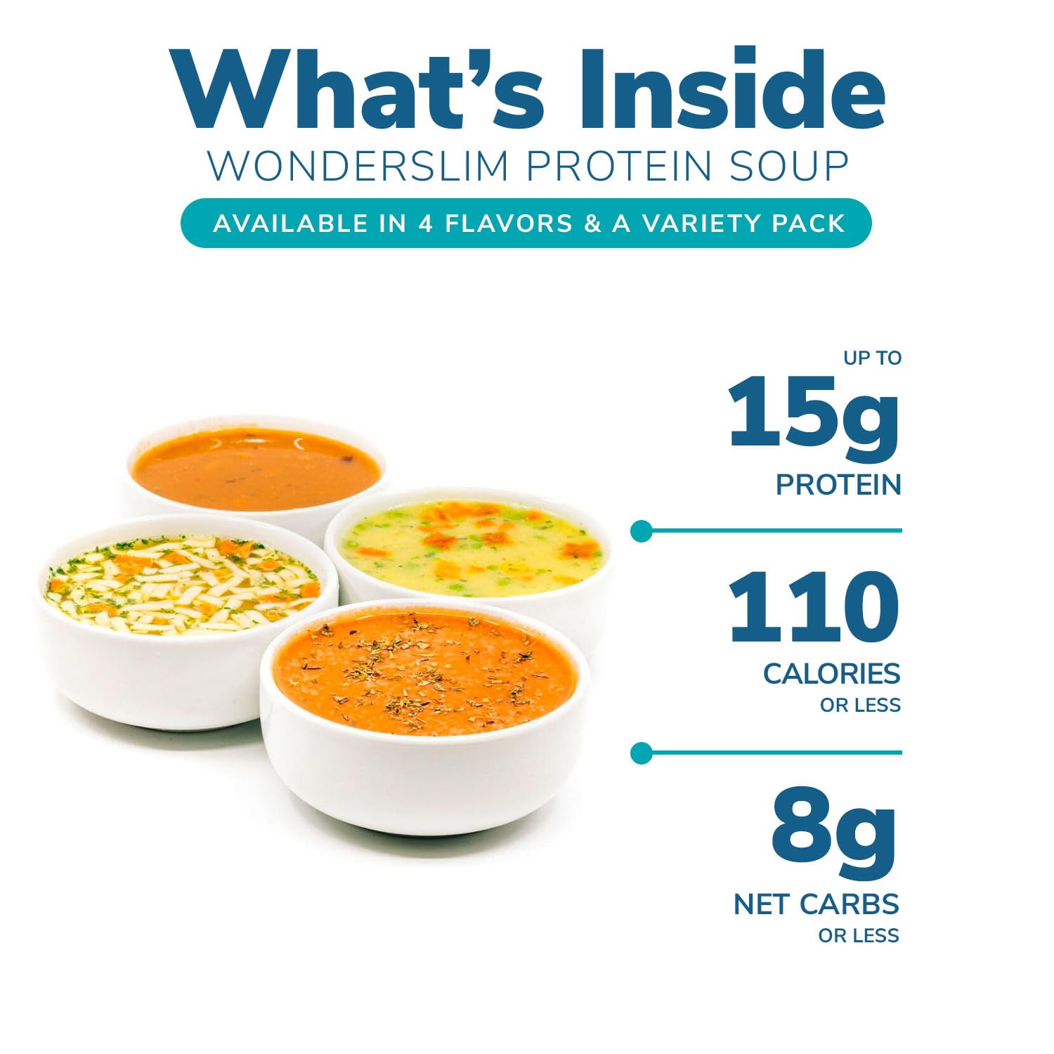 WonderSlim High Protein Chicken Noodle Soup - 70 Calories, 12g Protein, Zero Fat, Low Carb (7 Pack) | Healthy Meal Replacement & Weight Loss Support for Busy Lifestyles