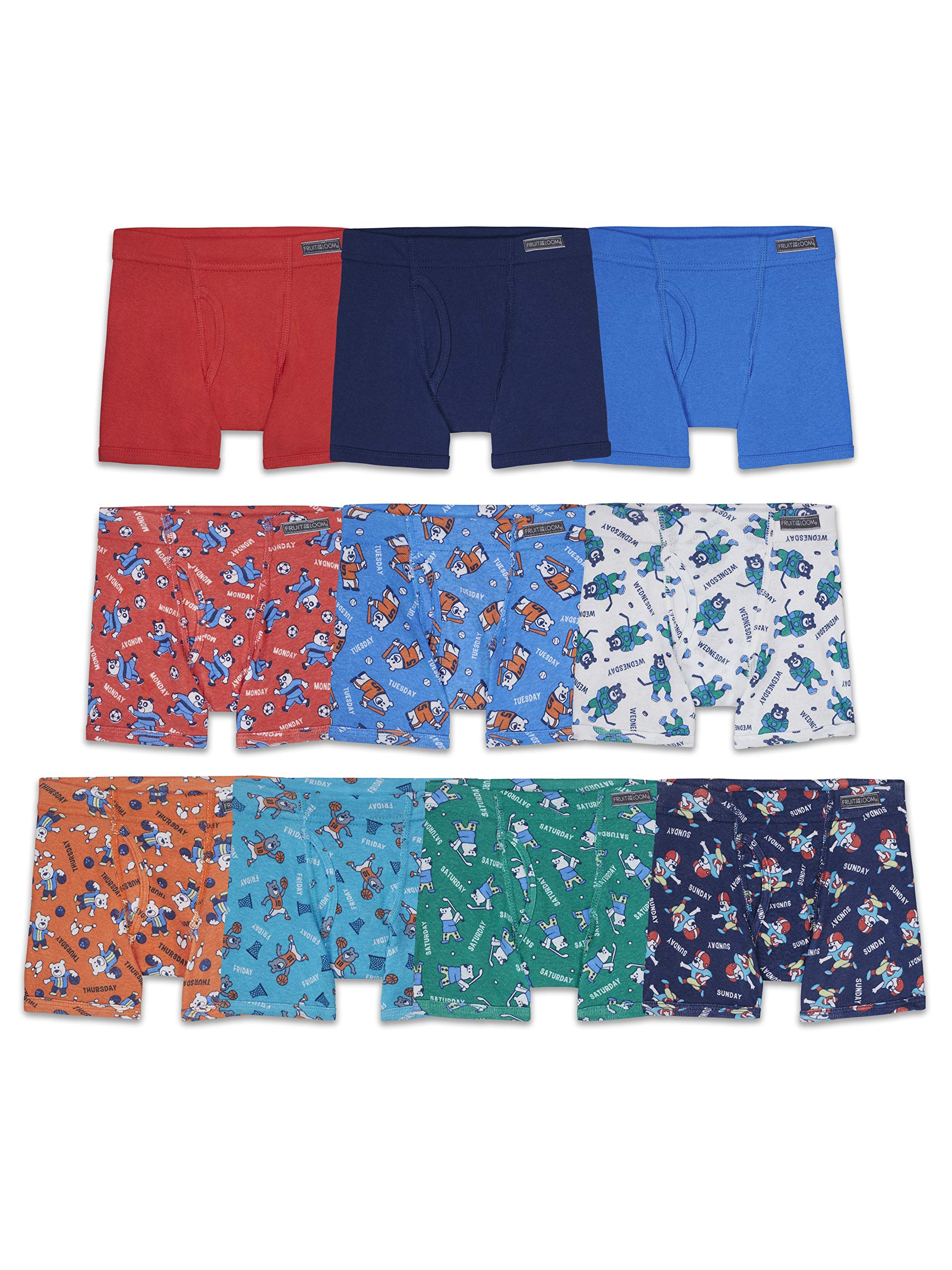 Fruit of the Loom Boys' and Toddler Boxer Briefs - Tag Free, Breathable Cotton Underwear Multipack (Assorted Colors) - Perfect for School, Play & Everyday Comfort
