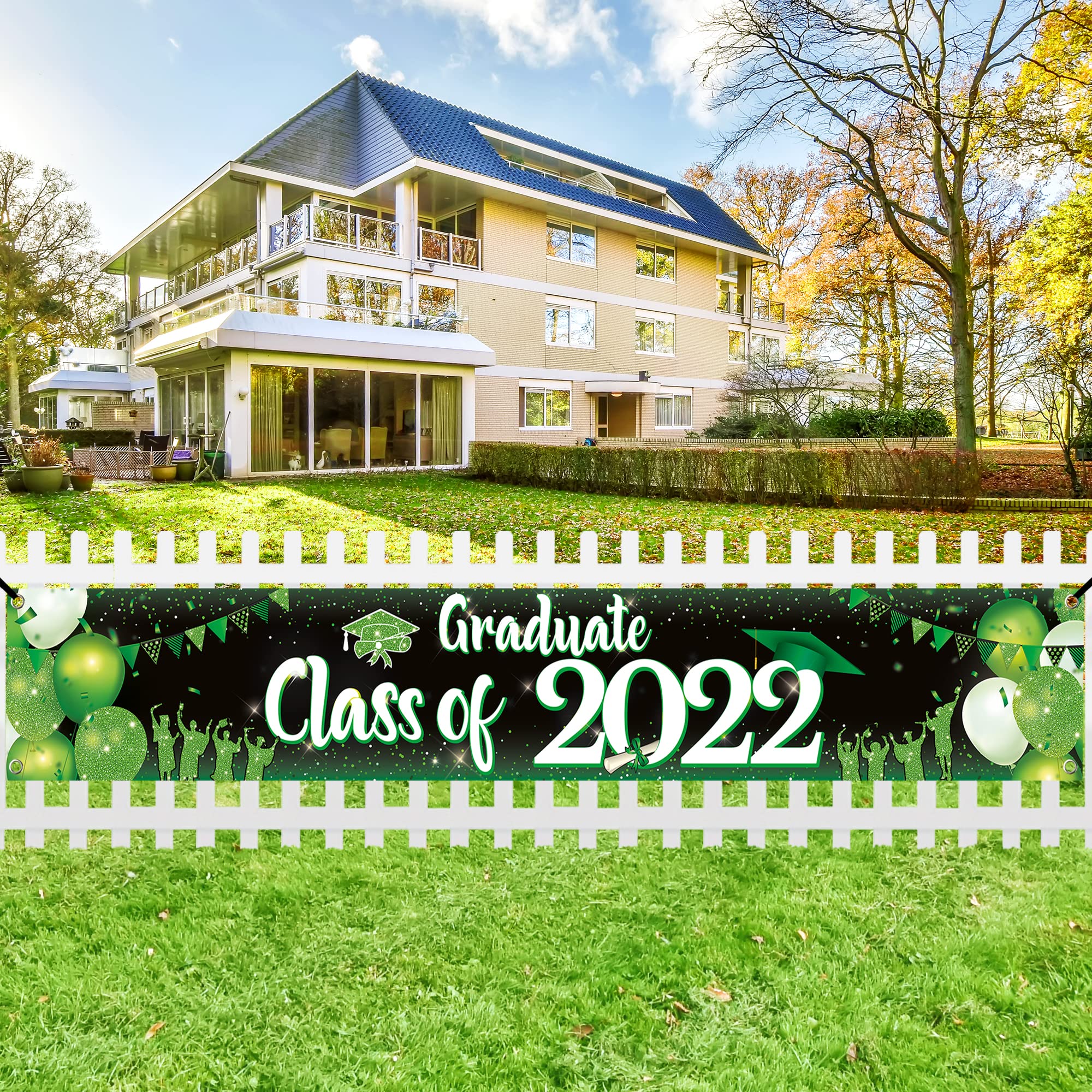 Class of 2022 Graduation Banner - 120x20 Inch Green & Black Outdoor Yard Sign | Graduation Party Decorations for Backyard, Lawn & School Celebrations | Perfect for Graduation Photos, Ceremonies & Commencement Parties