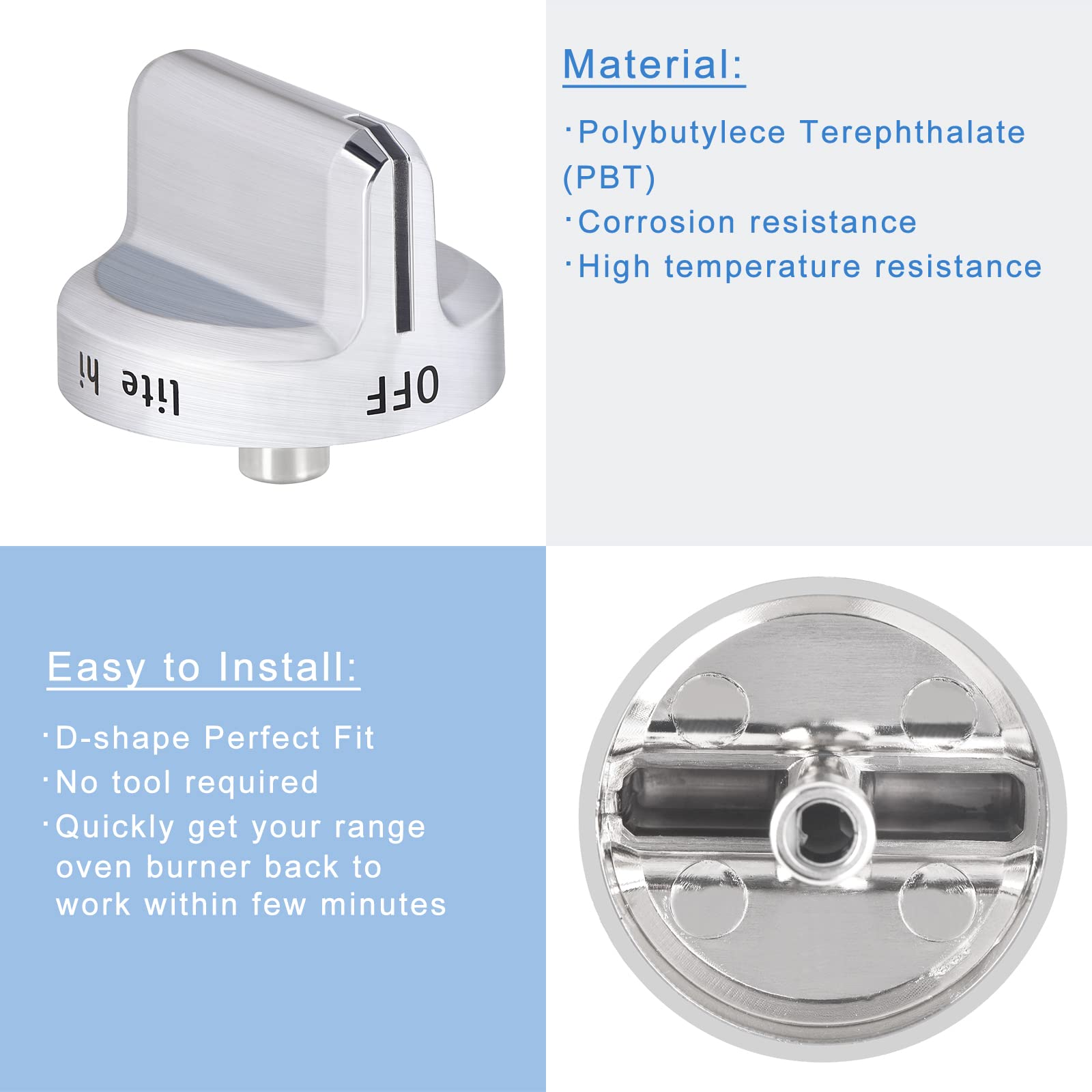 Premium 5304502763 Stove Knob Replacements - 5 Pack | Compatible with Frigidaire Gas Stove & Range Oven Knobs | Durable Stainless Steel Protection Ring | Replacement for AP5984069 | Ideal for Kitchen Upgrades & Appliance Repair