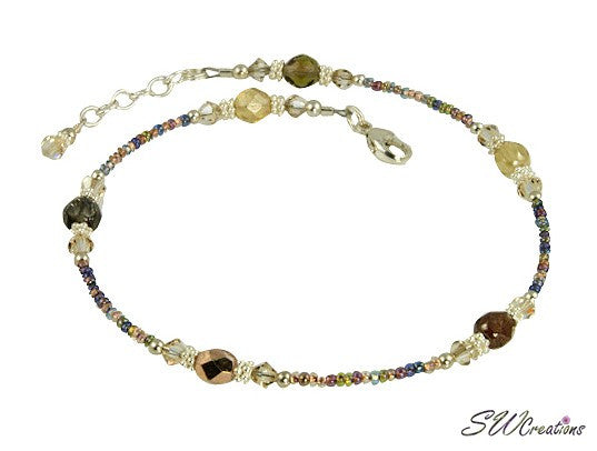 Natural Silk Crystal Amethyst Beaded Anklet Bracelet for Women - Boho Chic Ankle Jewelry for Summer, Beach & Festival Outfits