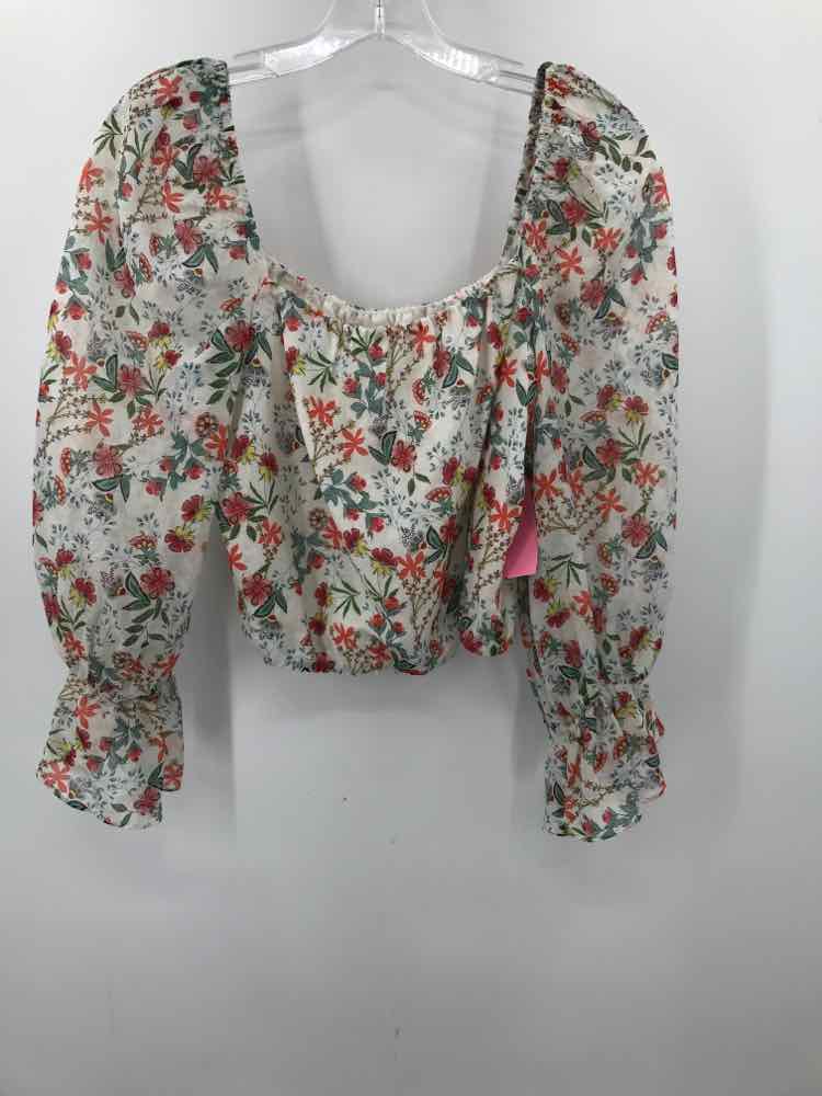 Pre-Owned Alice + Olivia White Floral Blouse - Size Medium | Vintage Boho Chic Top for Women, Perfect for Brunch Dates & Summer Outfits
