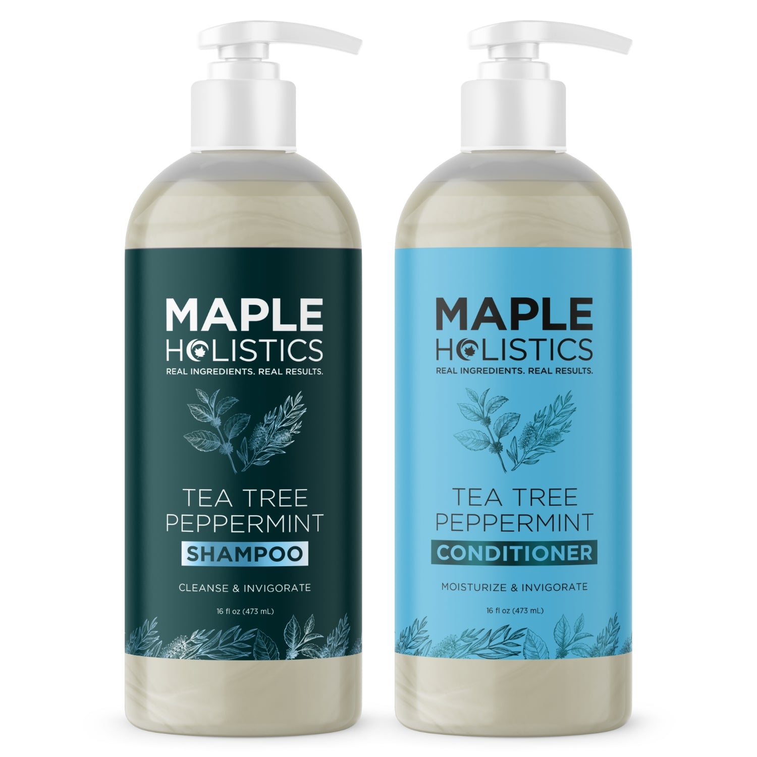 Tea Tree Peppermint Shampoo & Conditioner Set for Dandruff Control & Scalp Care - Refreshing Hair Care Duo for Daily Use at Home or Salon