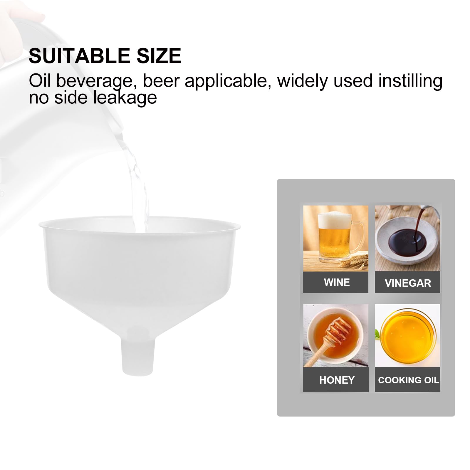 Yardwe Wide Neck Plastic Funnel - 26x26x20cm Beer & Liquid Filling Funnel for Smooth Oil Transfer, Powder & Dry Goods - Perfect for Home Brewing, Kitchen Use, and DIY Projects