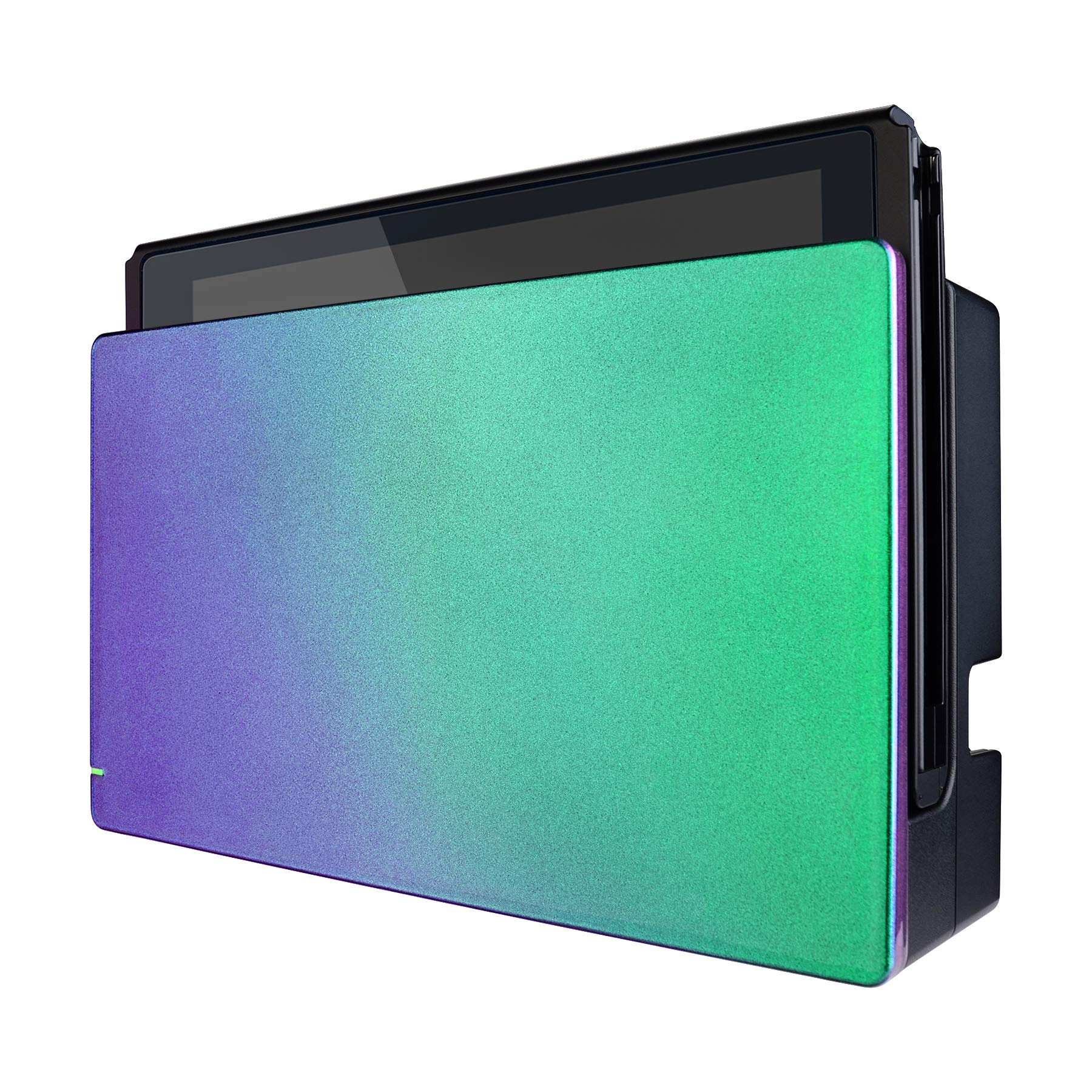 eXtremeRate Custom Chameleon Glossy Faceplate for Nintendo Switch Dock - Green Purple DIY Replacement Housing Shell (Dock Not Included) | Perfect for Gaming Setup & Home Decor