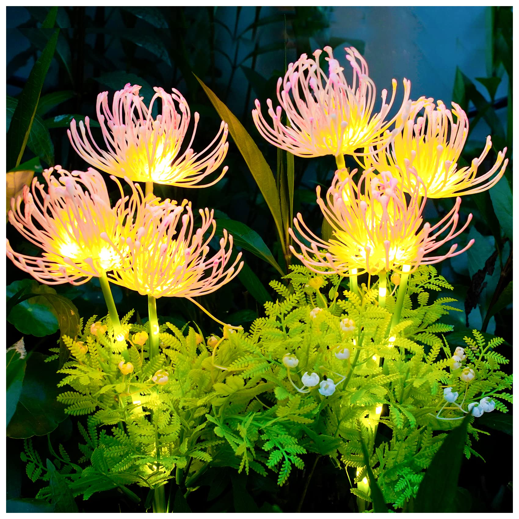 Solar Powered Garden Lights - 2 Pack Waterproof Outdoor Solar Flower Lights with Glowing Petals & Stems, Upgraded Solar Panel for Yard, Pathway, Patio Decoration - Perfect Mother's Day Gift & Garden Decor Accessories