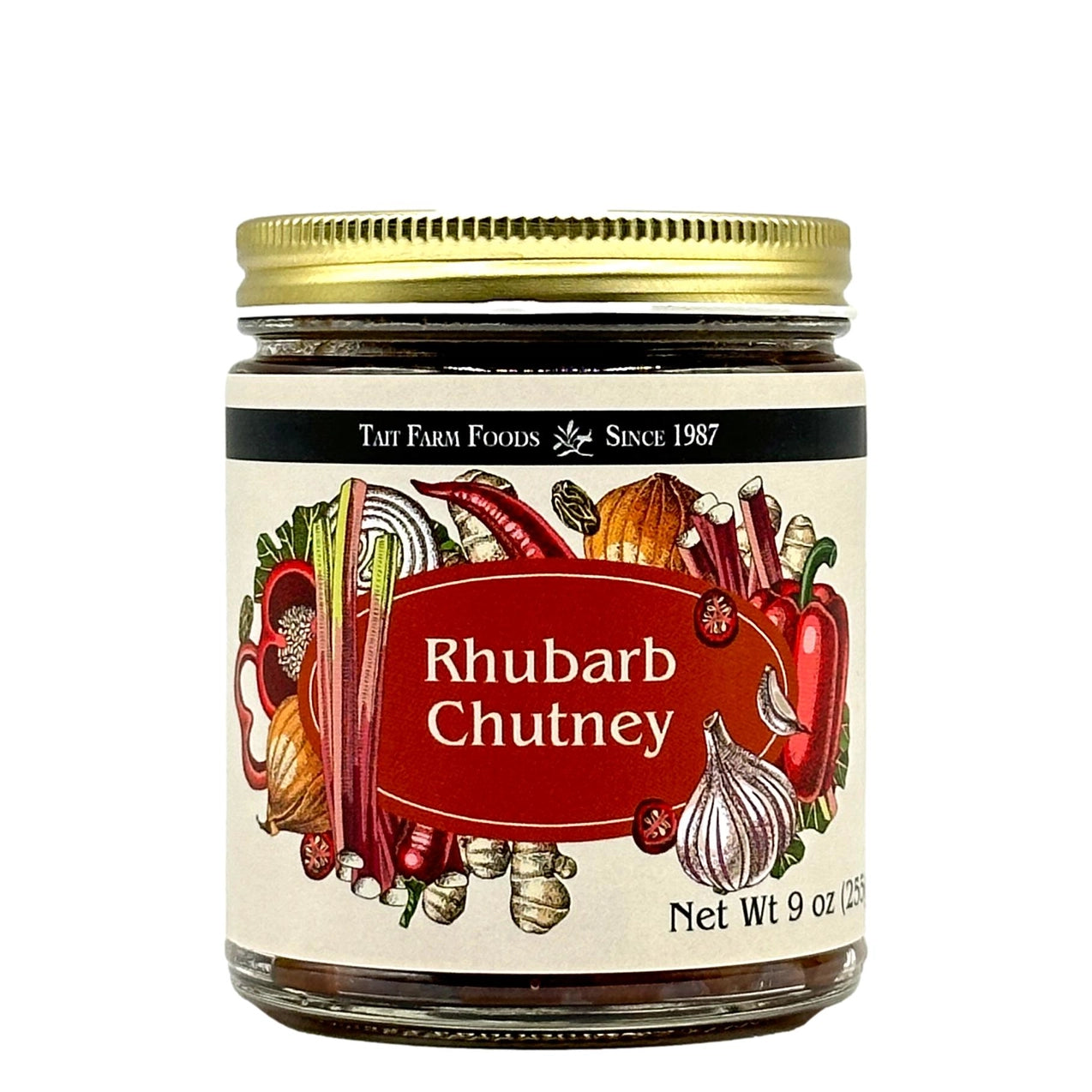 Tait Farm Foods Rhubarb Chutney - Sweet & Tangy Fruit Spread for Cheese Boards, Sandwiches & BBQ Glazing | Gourmet Condiment for Cooking, Entertaining & Gifts