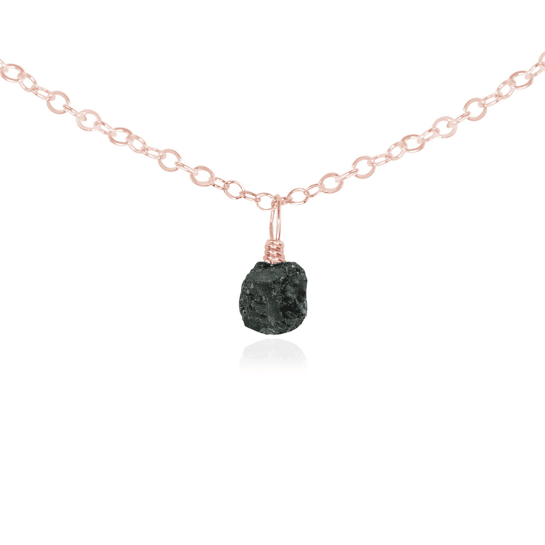Tiny Rough Black Tourmaline Gemstone Pendant Choker Necklace - Natural Healing Crystal Jewelry for Protection & Energy Cleansing | Perfect for Meditation, Yoga & Spiritual Practices