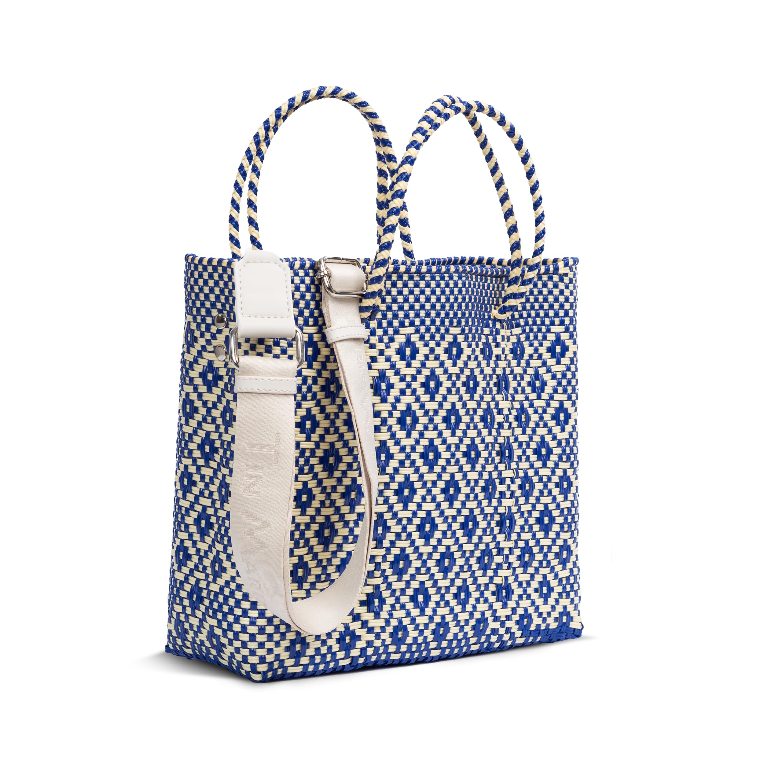 Eco-Friendly Large Woven Crossbody Bag with Adjustable Strap - Handmade Recycled Plastic Tote Purse for Women | Mexican Style Summer Beach Bag, Work Bag & Travel Accessory