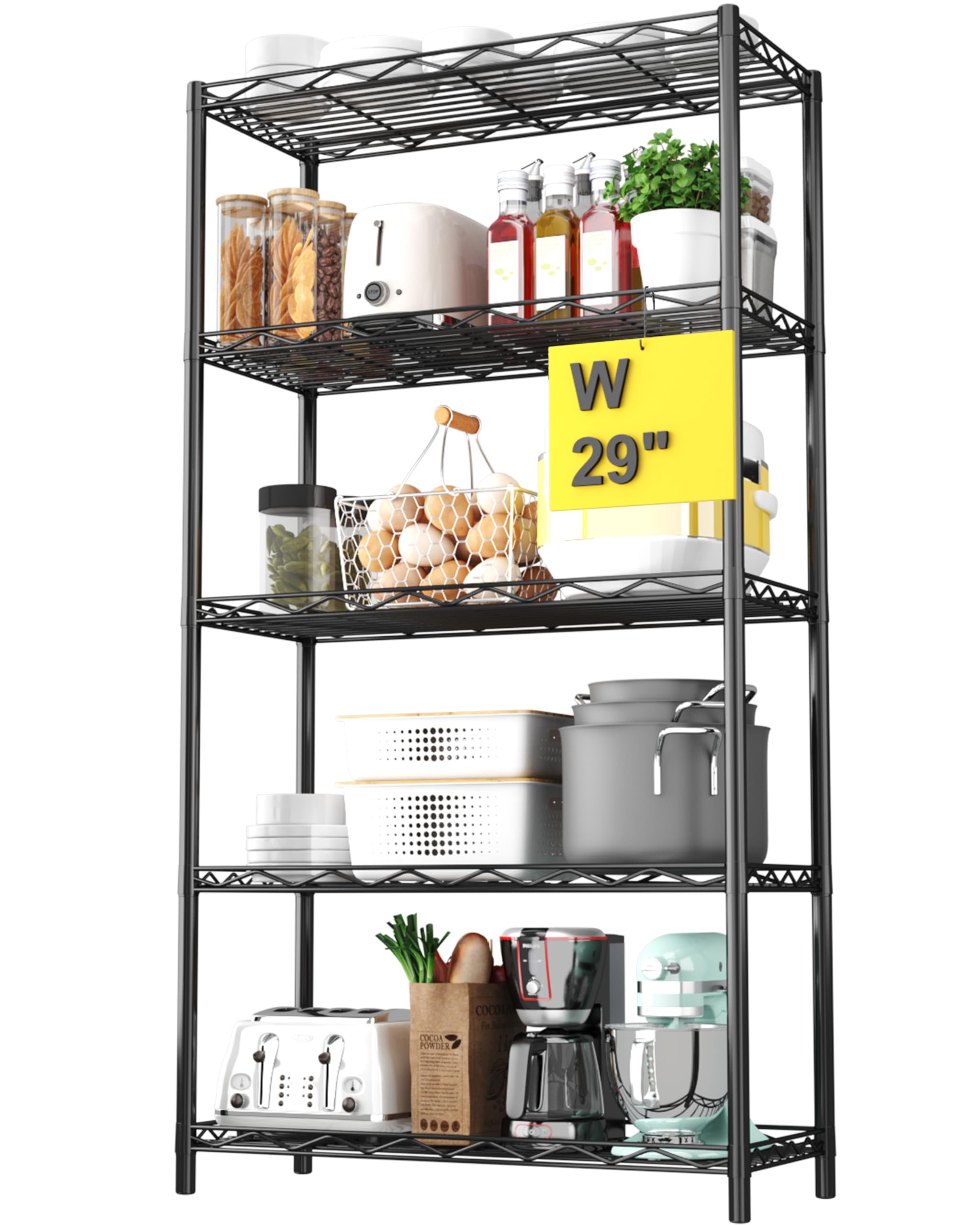 HOMEFORT 5-Tier Heavy Duty Wire Shelving Unit - 29