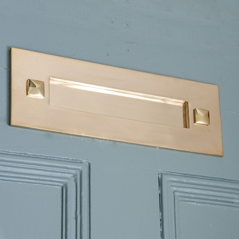 Polished Brass Traditional Letter Plate - Elegant Mail Slot for Front Door - Perfect for Home, Office & Vintage Style Decor